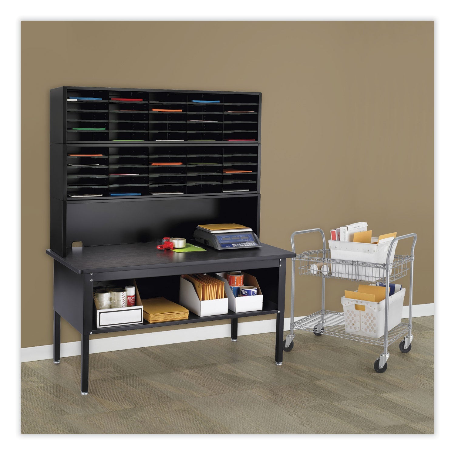 Safco® E-Z Sort Additional Mail Trays, 5 Shelves, 11 x 12.5 x 0.5, Black