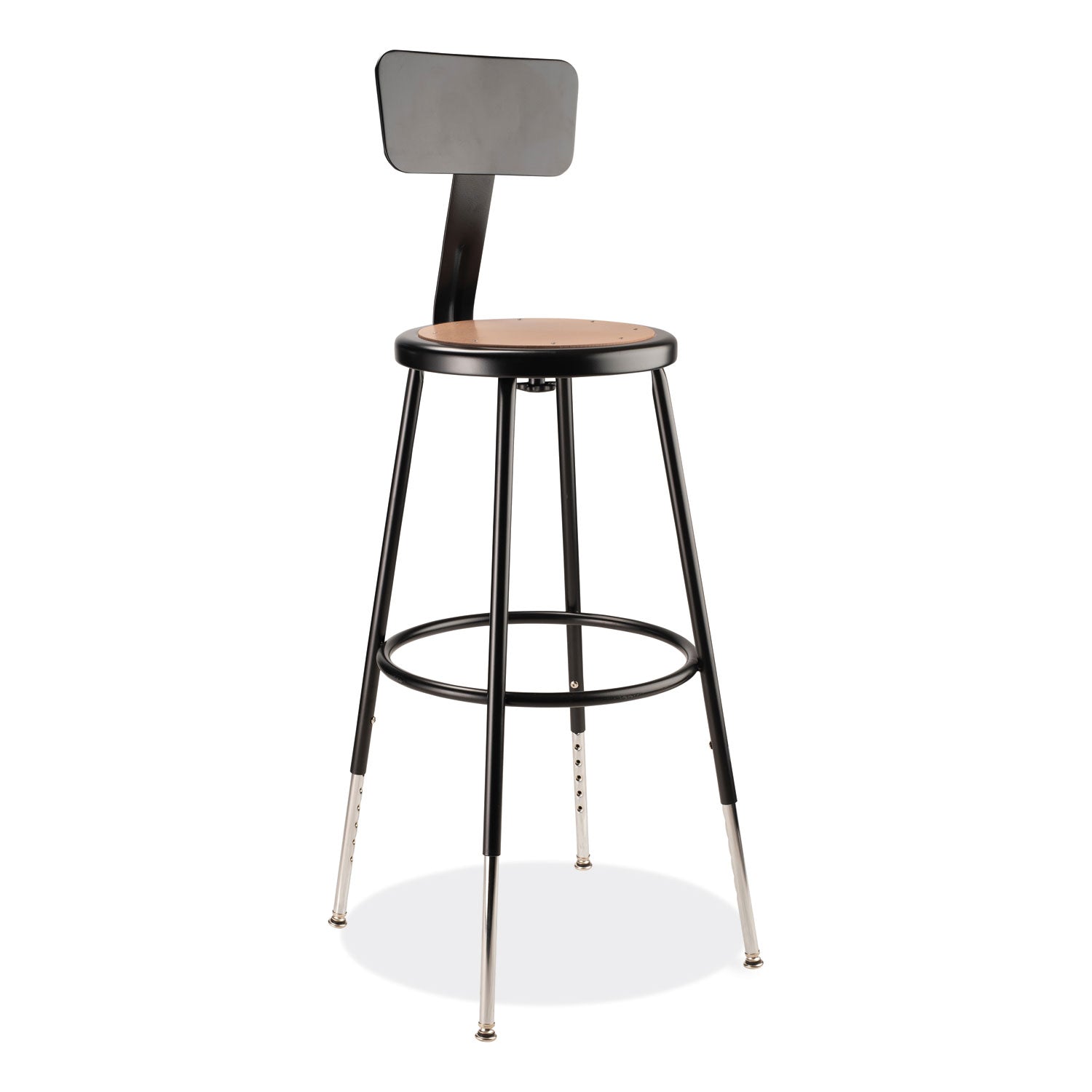 Adj Heavy Duty Stool with Backrest | 25"-33", Brown
