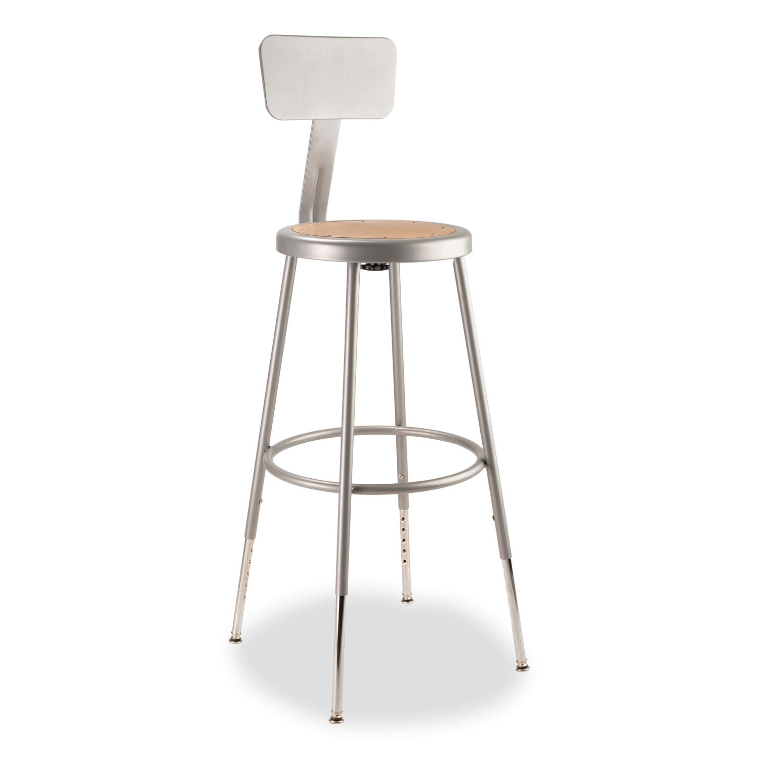 Adj Heavy Duty Stool with Backrest | 25"-33", Brown