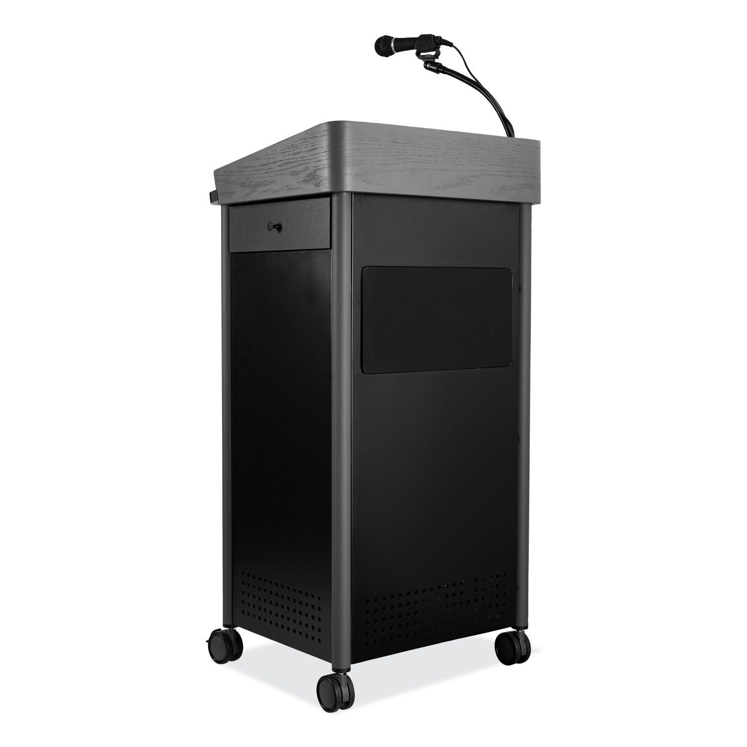 Oklahoma Sound® Greystone Lectern with Sound, 23.5 x 19.25 x 45.5, Charcoal Gray