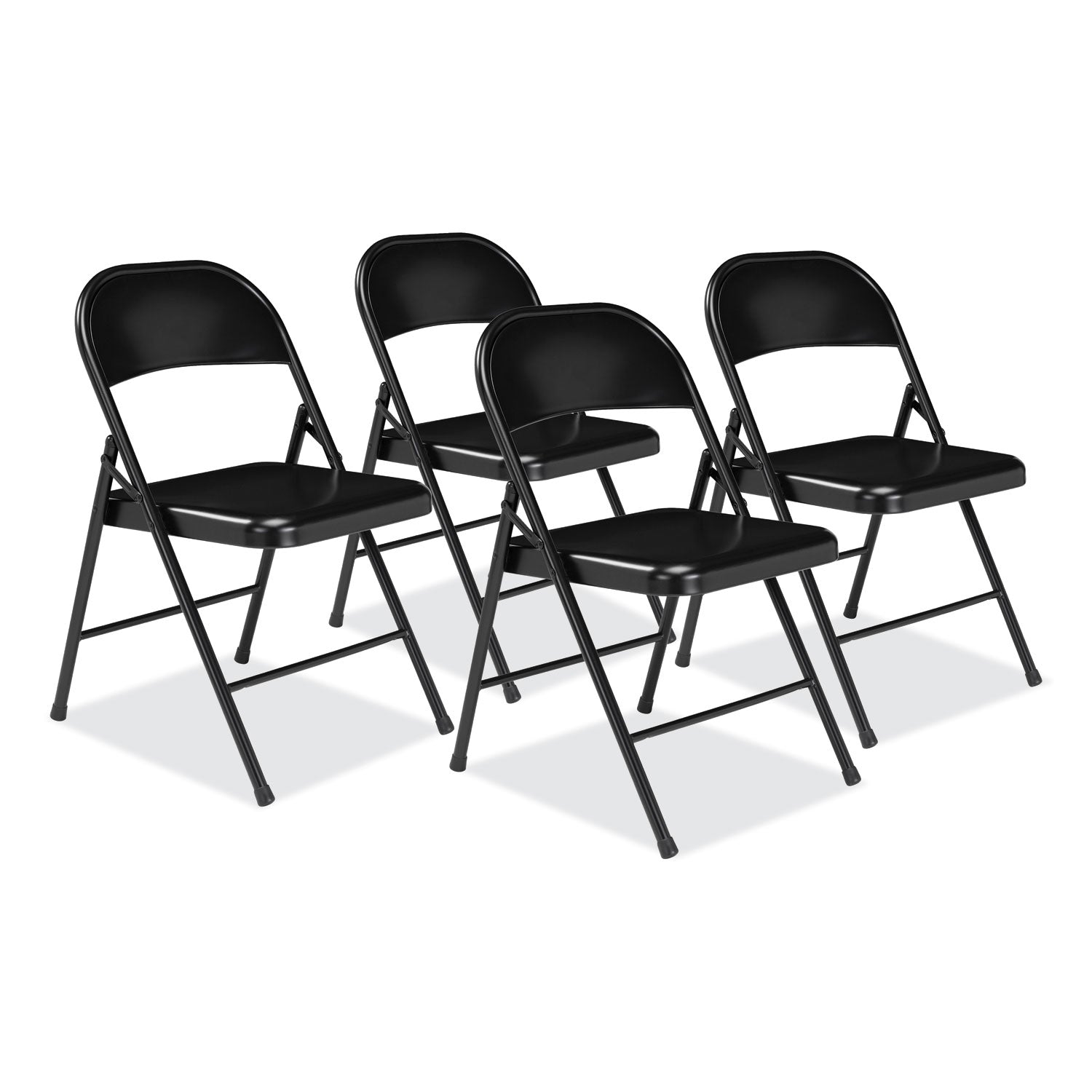 BASICS by NPS® 900 Series All-Steel Folding Chair, Supports Up to 250 lb, 17.75" Seat Height, Black Seat, Black Back, Black Base, 4/Carton