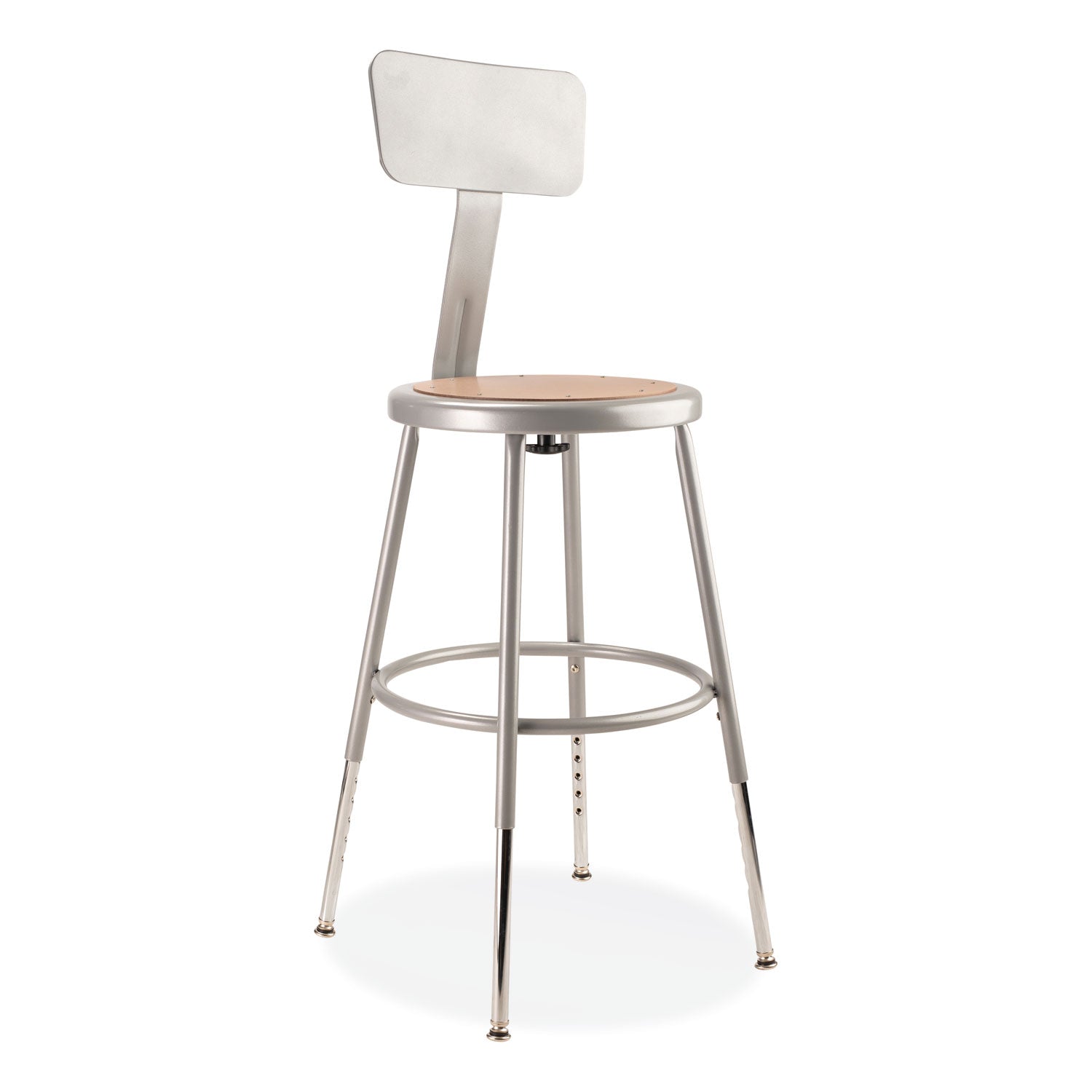 Adj Heavy Duty Stool with Backrest | 19"-27", Brown