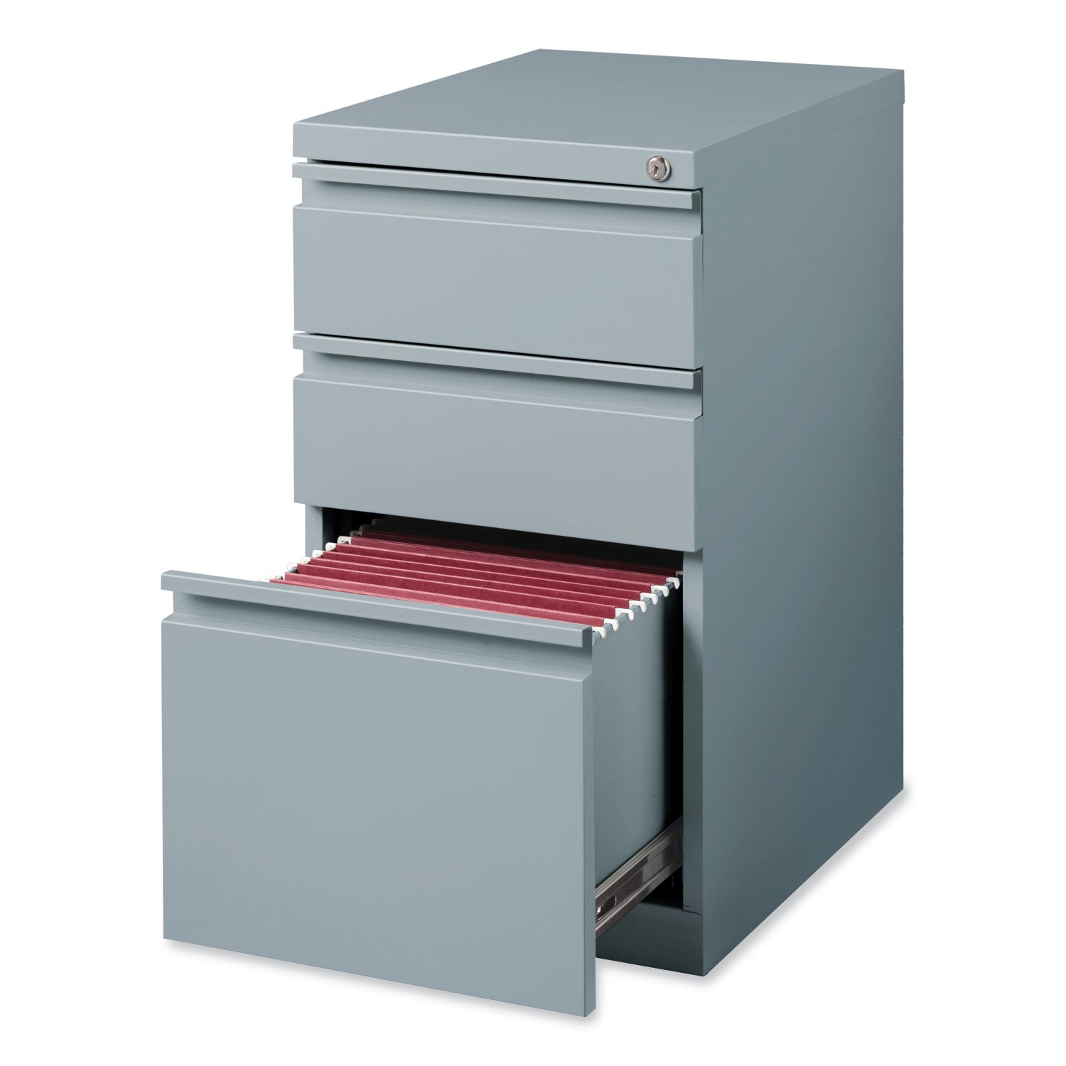 Hirsh Industries® Full-Width Pull 20 Deep Mobile Pedestal File, 3-Drawer: Box/Box/File, Letter, Platinum, 15 x 19.88 x 27.75 - Bloom Skins