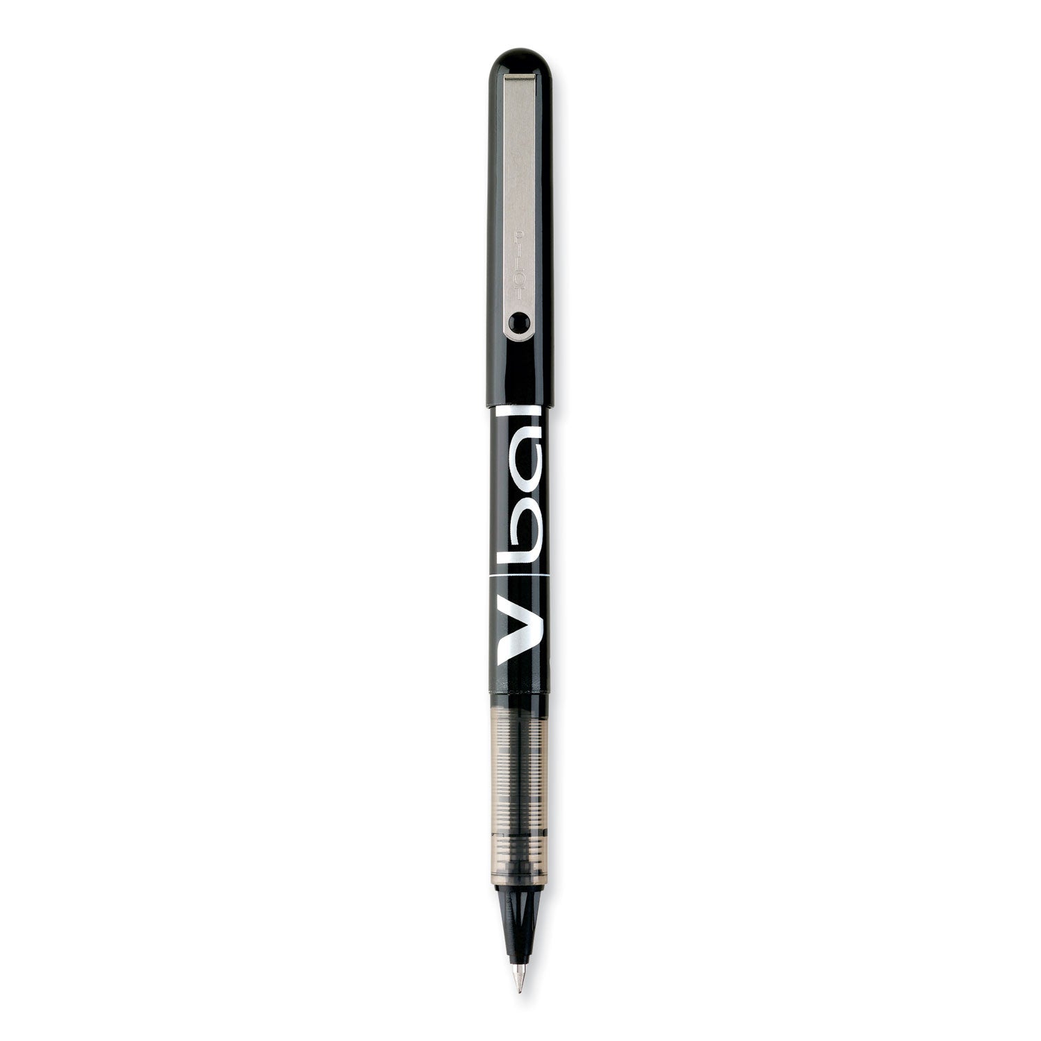 Pilot® VBall Liquid Ink Rollerball Pen, Stick, Extra-Fine 0.5 mm, Black Ink, Black/Clear Barrel, Dozen