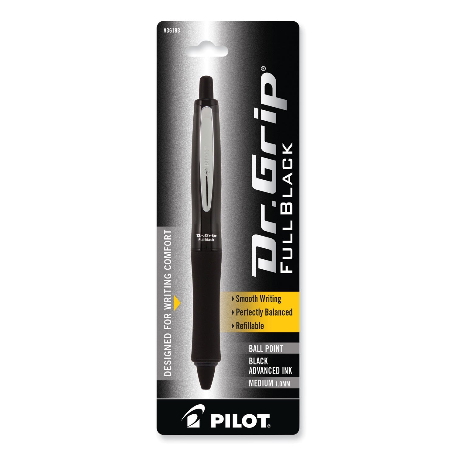 Dr. Grip Fullblack Ballpoint Pen | Black, Medium