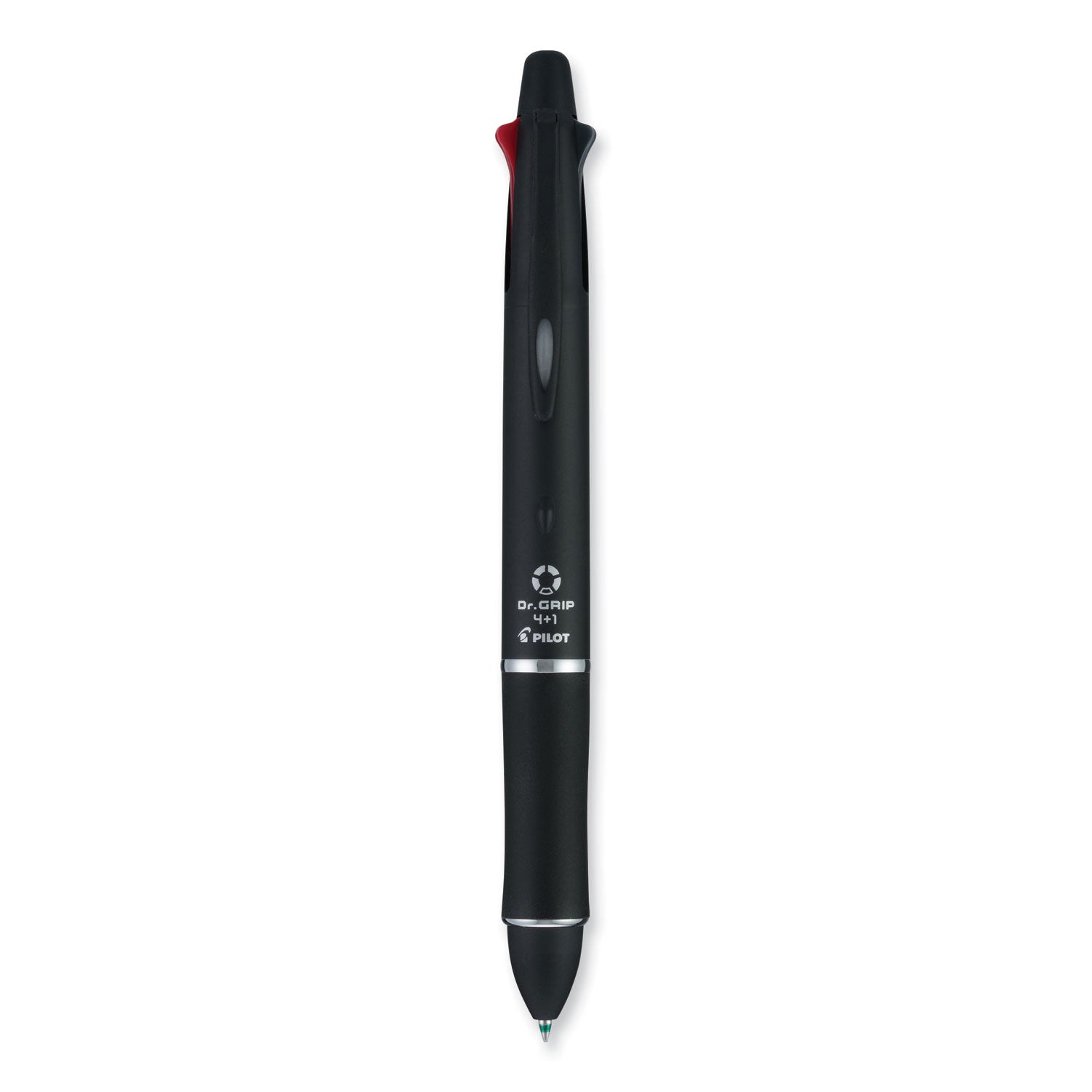 Pilot® Dr. Grip 4 + 1 Multi-Color Ballpoint Pen/Pencil, Retractable, 0.7mm Pen/0.5mm Pencil, Black/Blue/Green/Red Ink, Black Barrel