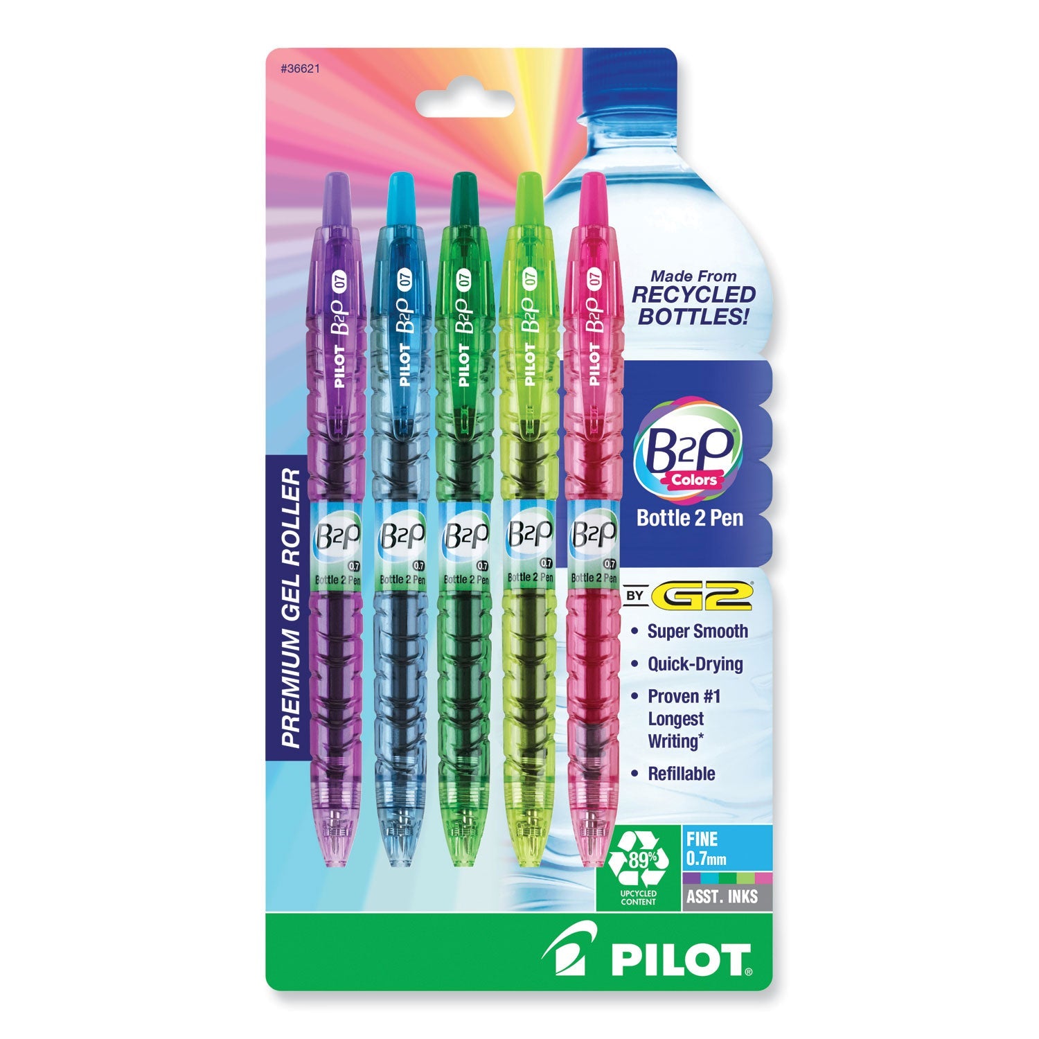 B2P Recycled Gel Pen | Assorted, 5/Pack, Pilot®