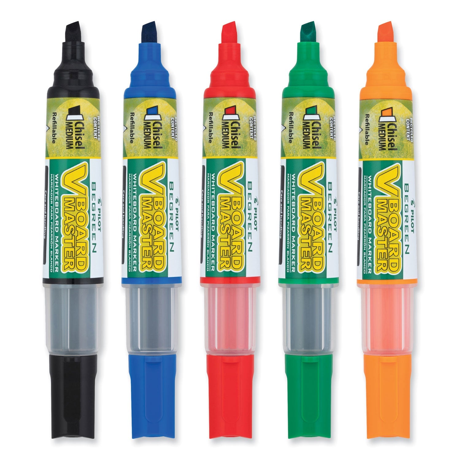 Pilot® BeGreen V Board Master Dry Erase Marker, Medium Chisel Tip, Assorted Colors, 5/Pack