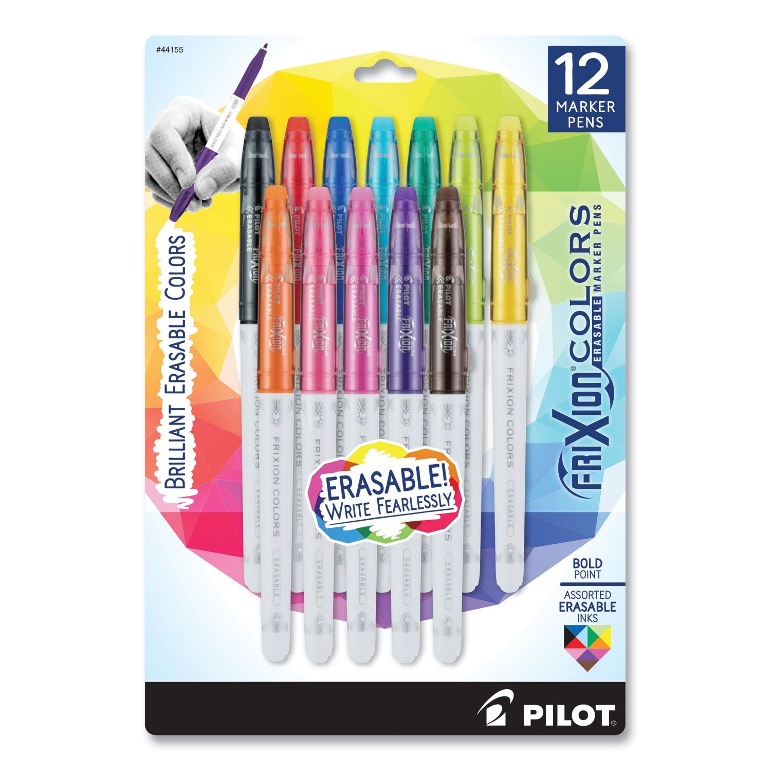 Pilot® FriXion Colors Erasable Porous Point Pen, Stick, Bold 2.5 mm, Assorted Ink and Barrel Colors, 12/Pack - Bloom Skins
