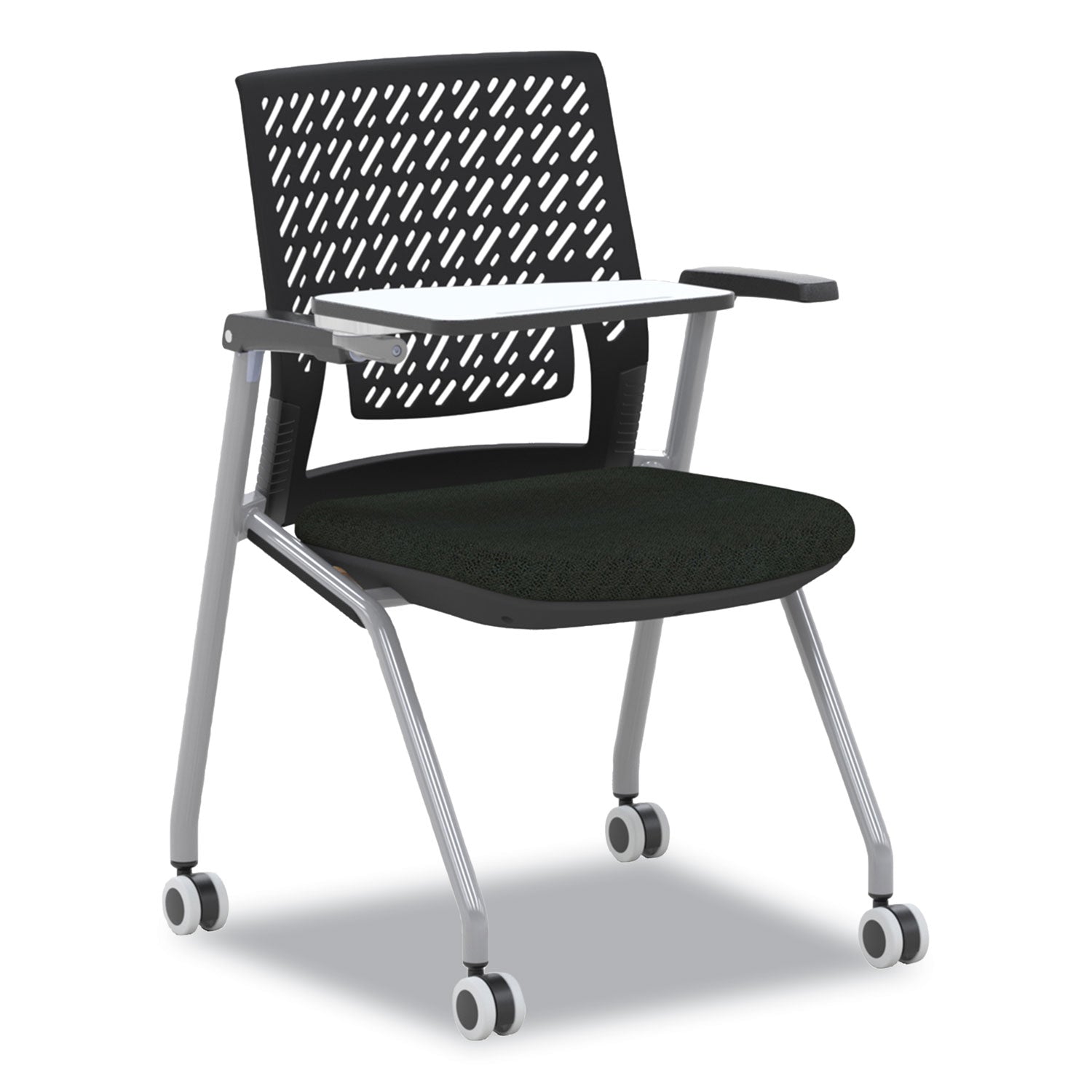 Safco® Thesis Training Chair with Flex Back and Tablet, Support Up to 250 lb, 18" Seat Height, Black Seat, Gray Base, 2/Carton
