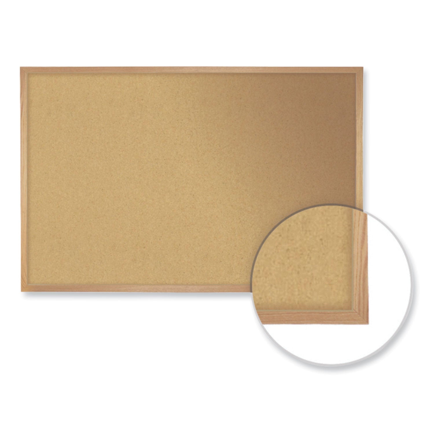 Ghent Natural Cork Bulletin Board with Wood Frame, 60.5" x 36.5", Tan Surface, Oak Finished Wood Frame - Bloom Skins
