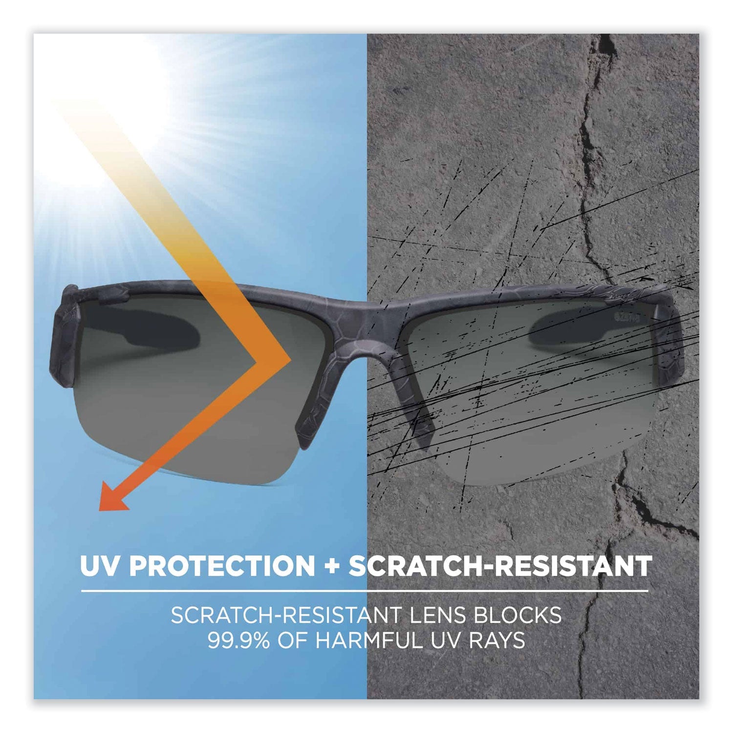 ergodyne® Skullerz Dagr Safety Glasses, Kryptek Highlander Nylon Impact Frame, Smoke Polycarbonate Lens