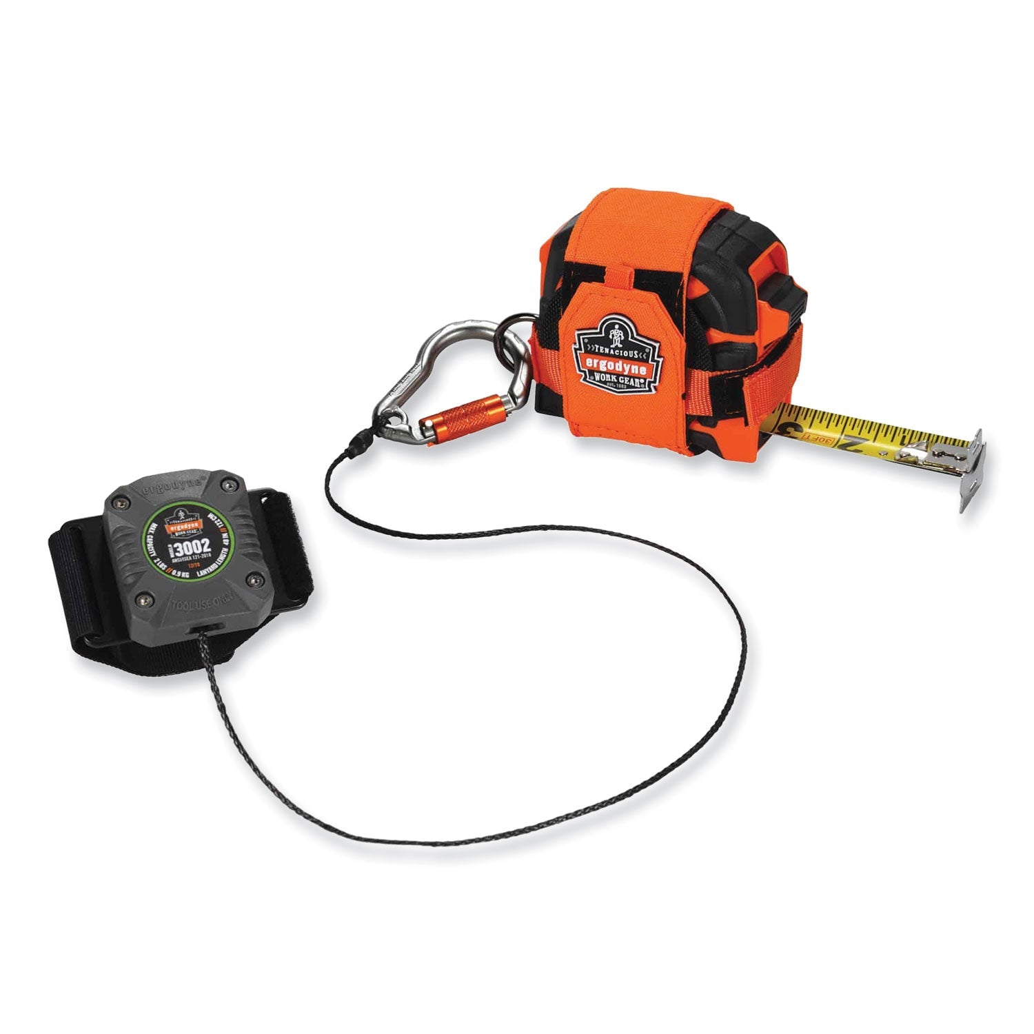 ergodyne® Squids 3002 Retractable Lanyard with Carabiner + Belt-Loop Anchor, 2 lb Max Working Capacity, 6" to 48" Long, Gray - Bloom Skins