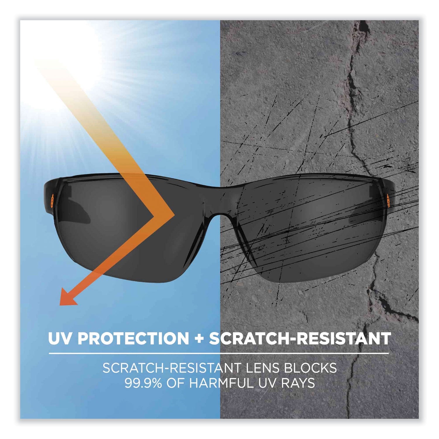 ergodyne® Skullerz Vali Frameless Safety Glasses, Matte Black Nylon Impact Frame, Smoke Polycarbonate Lens