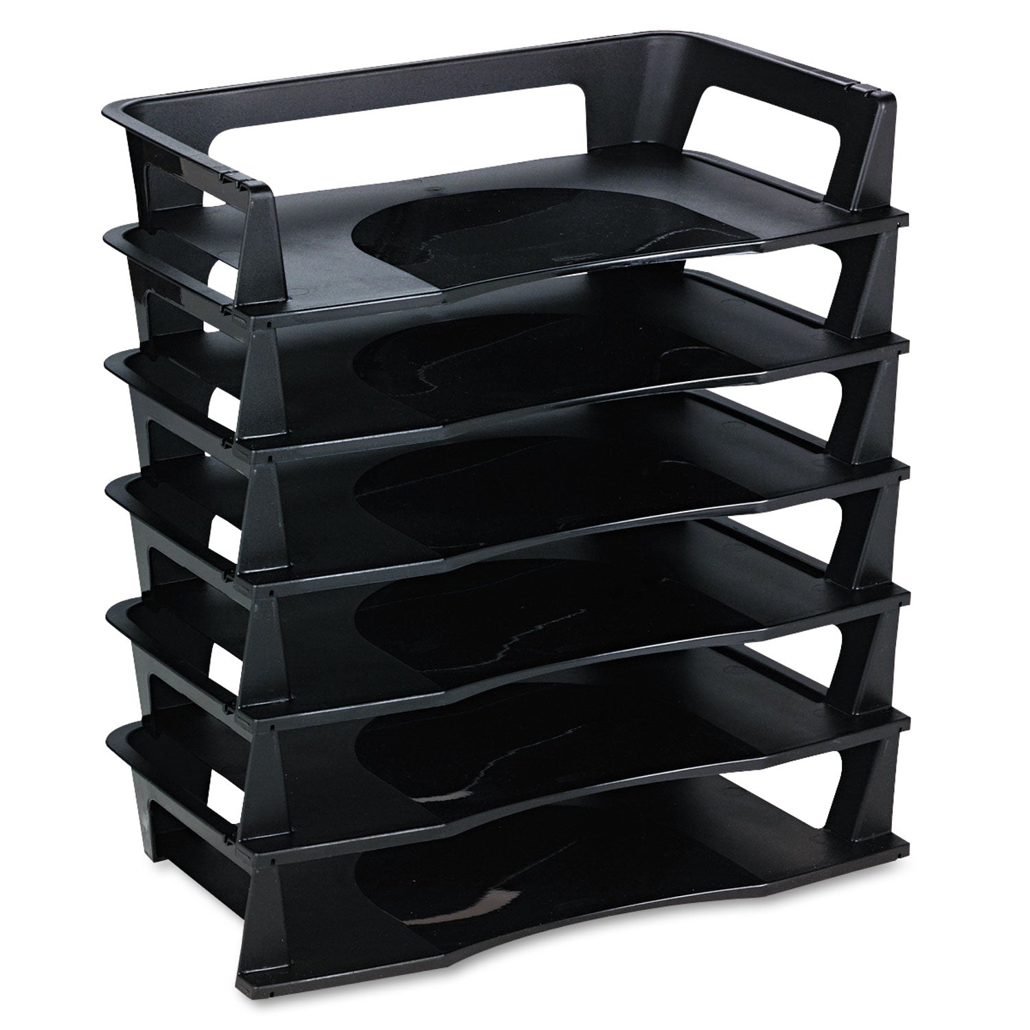 Rubbermaid® Regeneration Recycled Plastic Letter Tray, 6 Sections, Letter Size Files, 9.13" X 15.25" X 2.75", Black