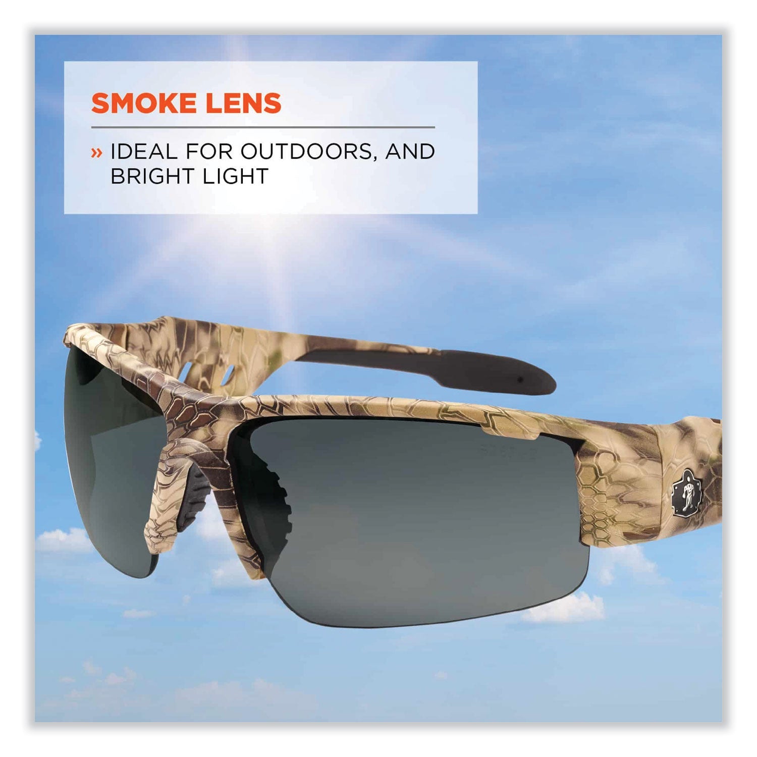 ergodyne® Skullerz Dagr Safety Glasses, Kryptek Highlander Nylon Impact Frame, Smoke Polycarbonate Lens