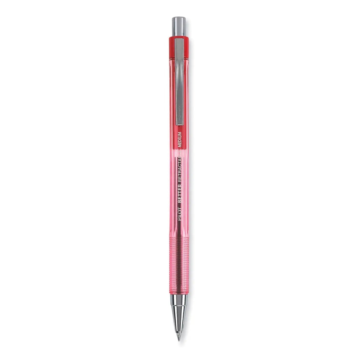 Pilot® Better Ballpoint Pen, Retractable, Medium 1 Mm, Red Ink, Translucent Red Barrel, Dozen - Bloom Skins