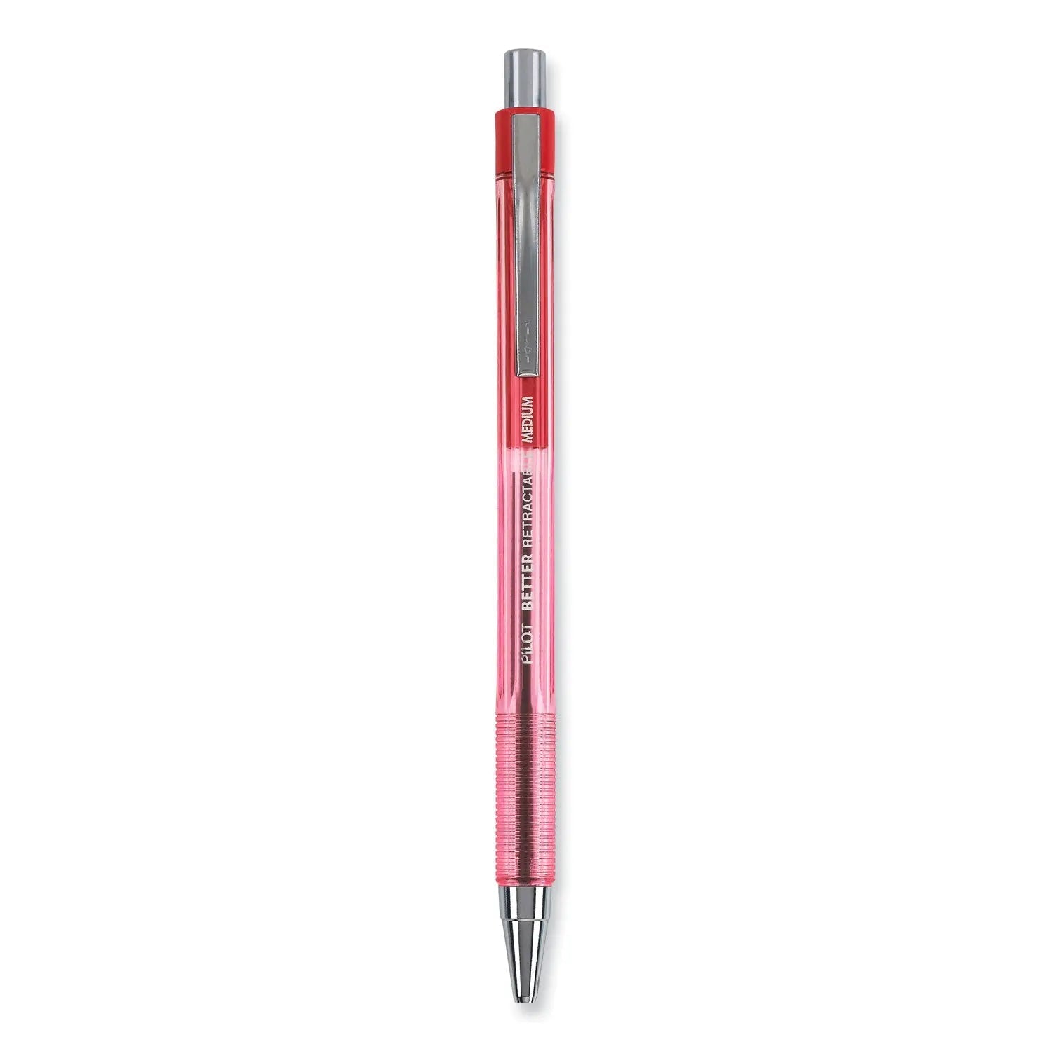 Pilot® Better Ballpoint Pen, Retractable, Medium 1 Mm, Red Ink, Translucent Red Barrel, Dozen - Bloom Skins
