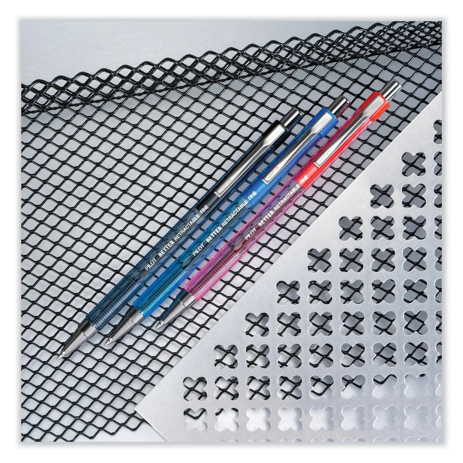 Pilot® Better Ballpoint Pen, Retractable, Medium 1 Mm, Red Ink, Translucent Red Barrel, Dozen - Bloom Skins