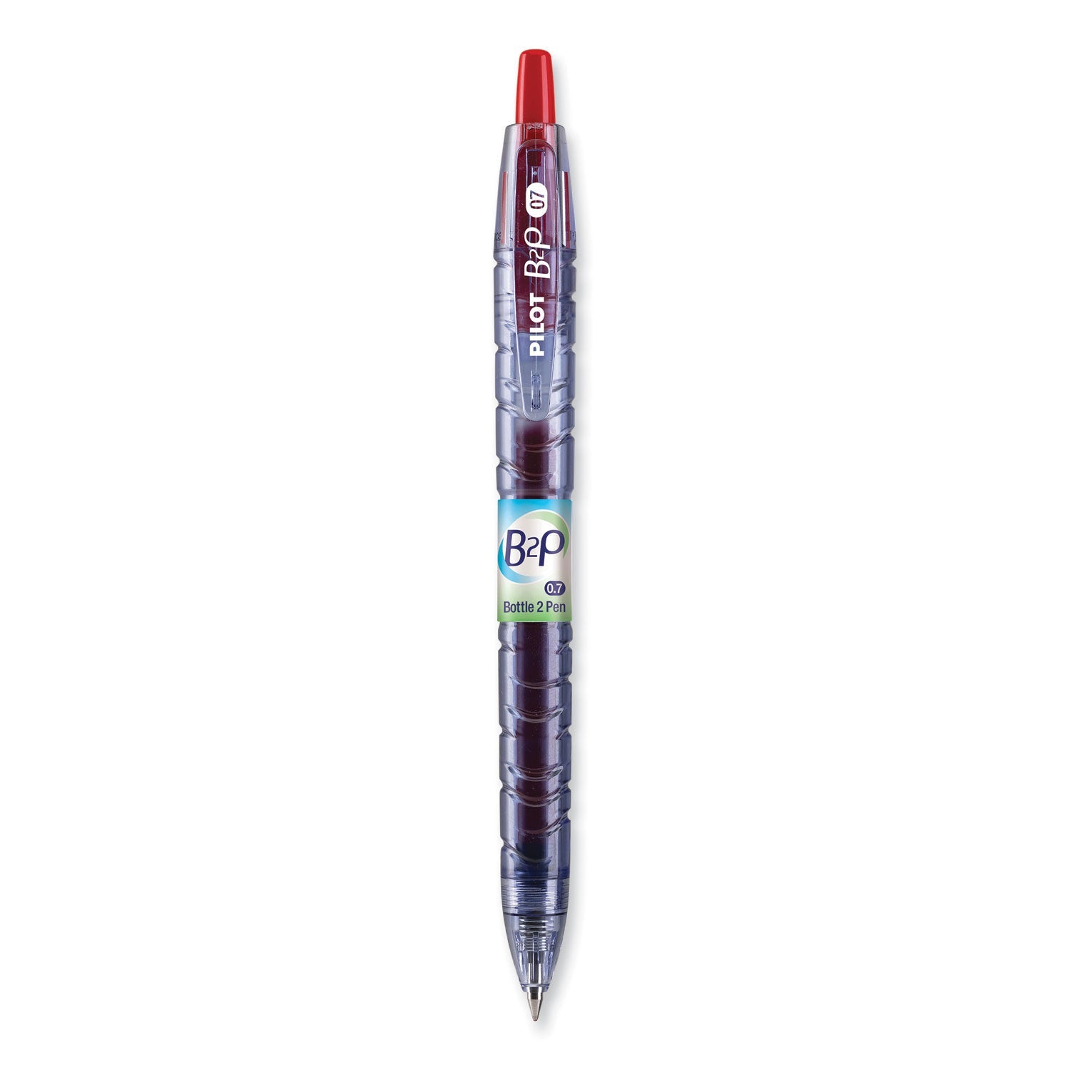 Pilot® B2p Bottle-2-Pen Recycled Gel Pen, Retractable, Fine 0.7 Mm, Red Ink, Translucent Blue Barrel