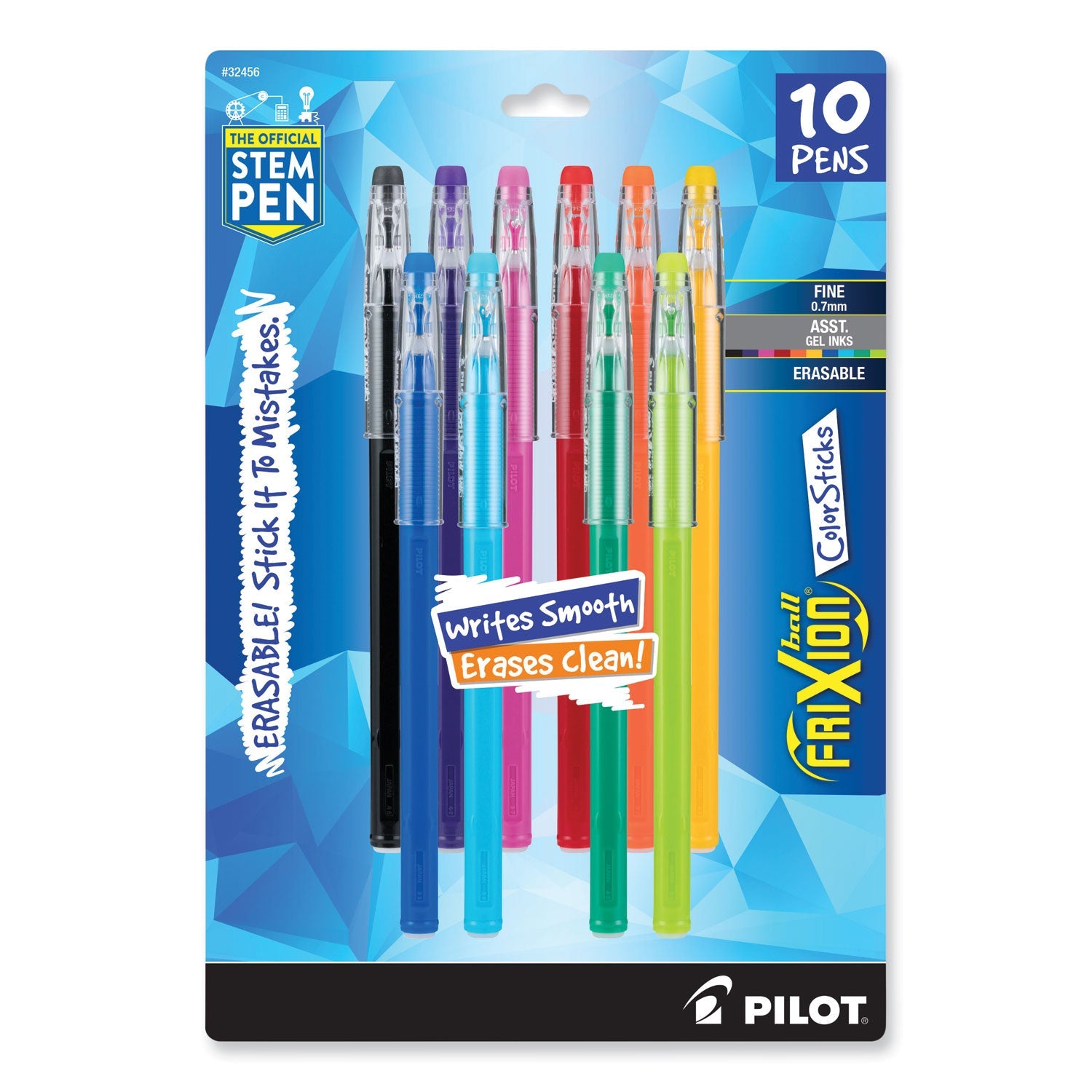 Pilot Frixion Colorsticks Erasable Gel Pen 10/Pk