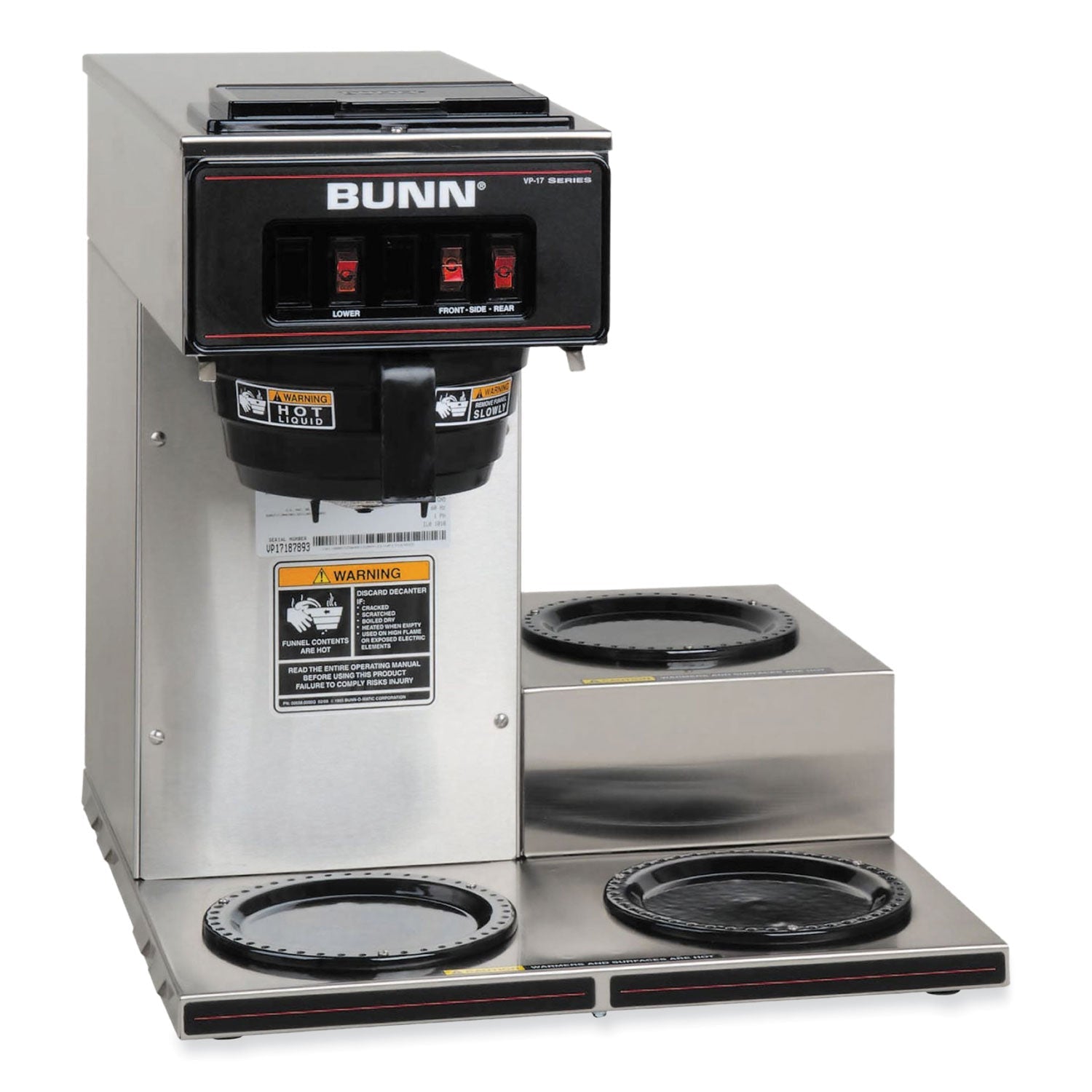 BUNN VP17-3 Pour-Over Coffee Maker | 3 Warmers