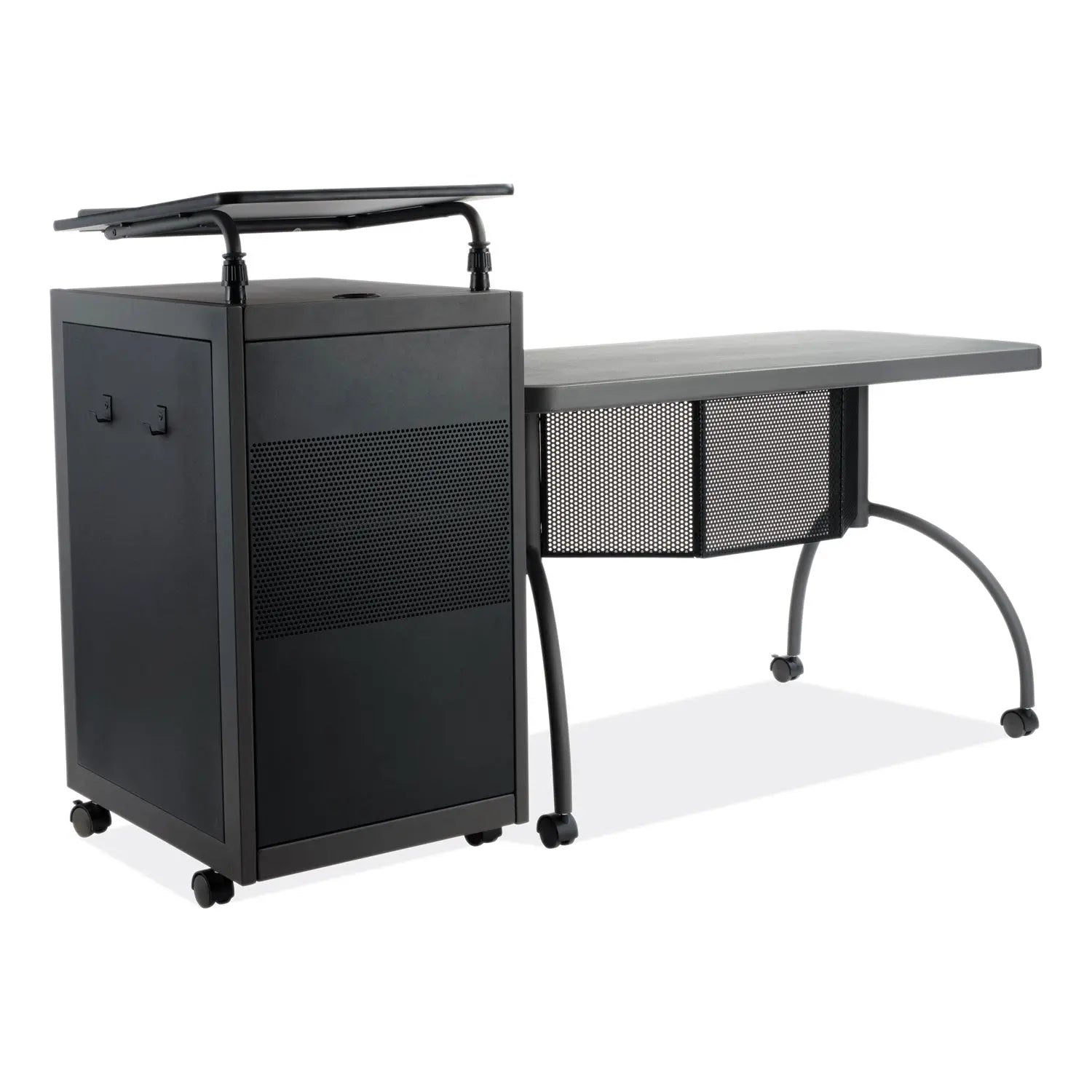 Oklahoma Sound® Teacher's WorkPod Desk and Lectern Kit, 68" x 24" x 41", Charcoal Gray
