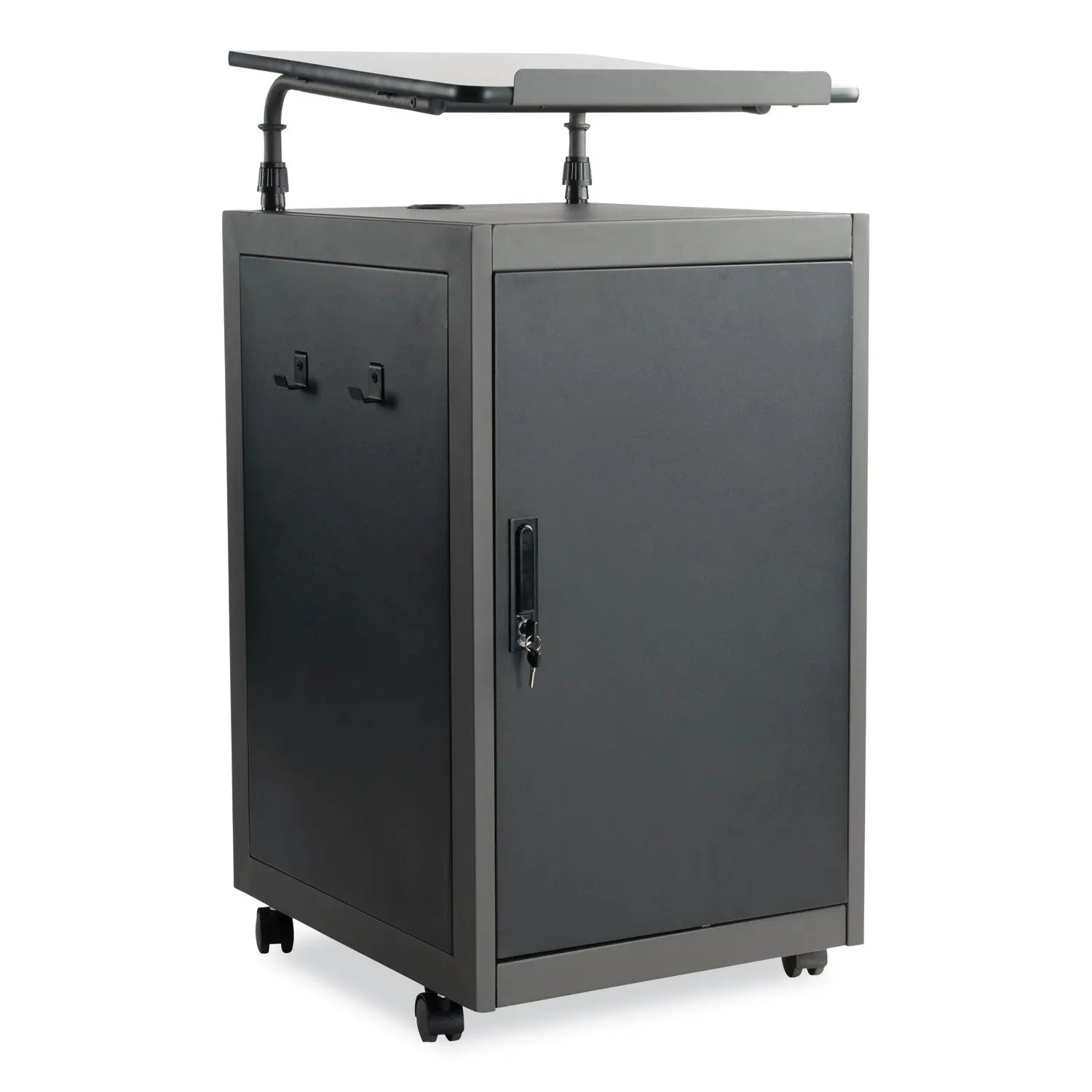 Oklahoma Sound® Teacher's WorkPod Lectern, 20 x 24 x 41, Charcoal Slate/Black