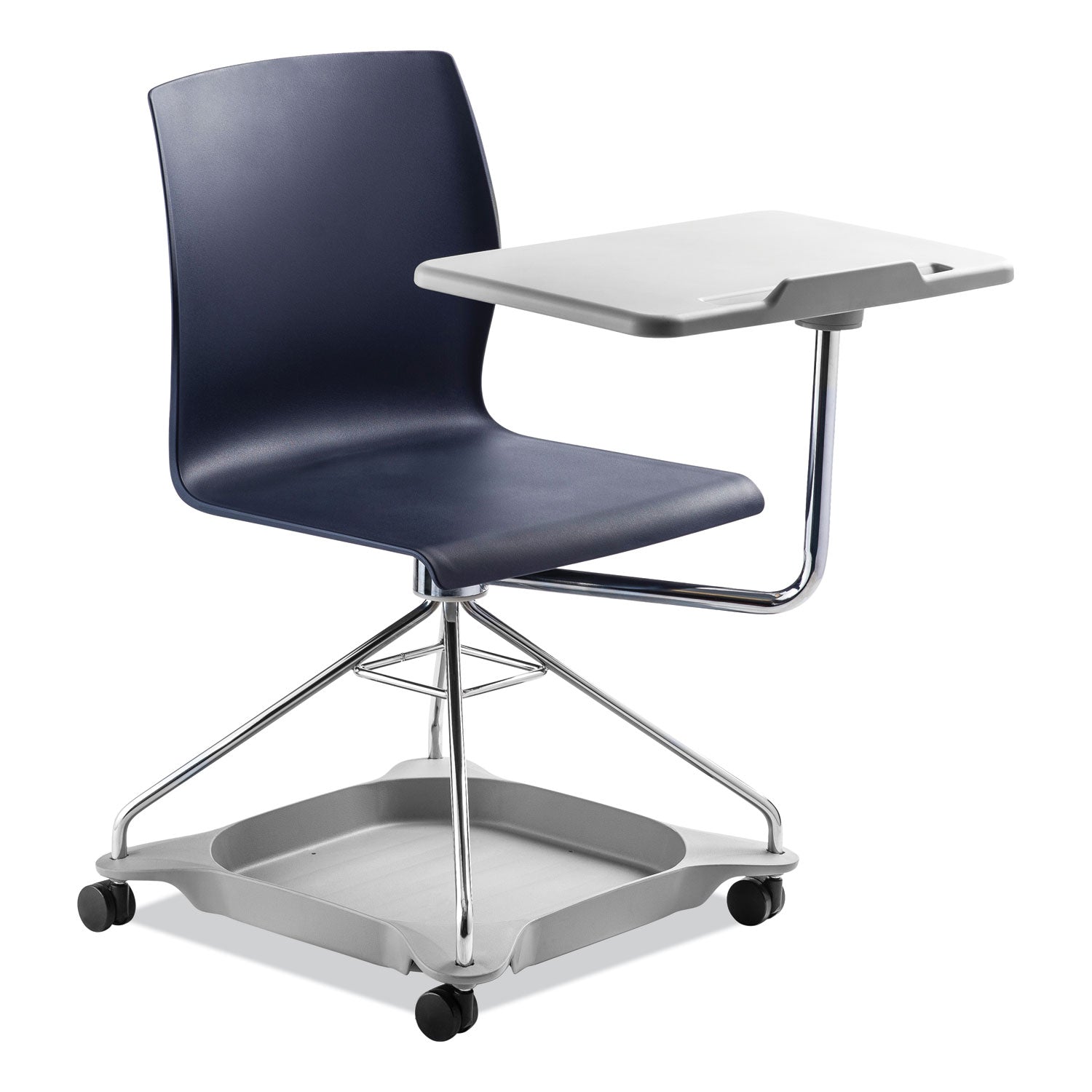 NPS® CoGo Mobile Tablet Chair, Supports Up to 440 lb, 18.75" Seat Height, Blue Seat, Blue Back, Chrome Frame - Bloom Skins