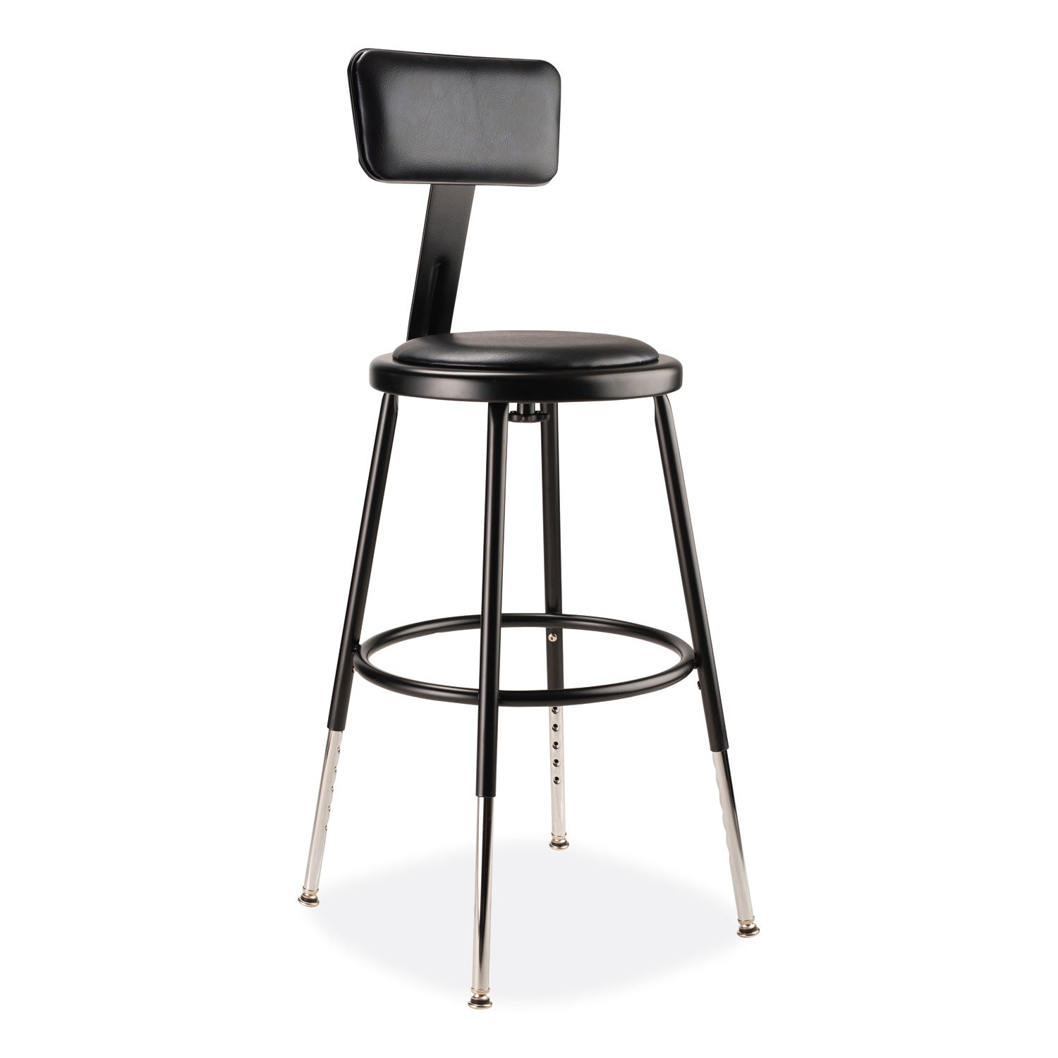 Adj Heavy Duty Vinyl Steel Stool w/ Back | 19"-27"