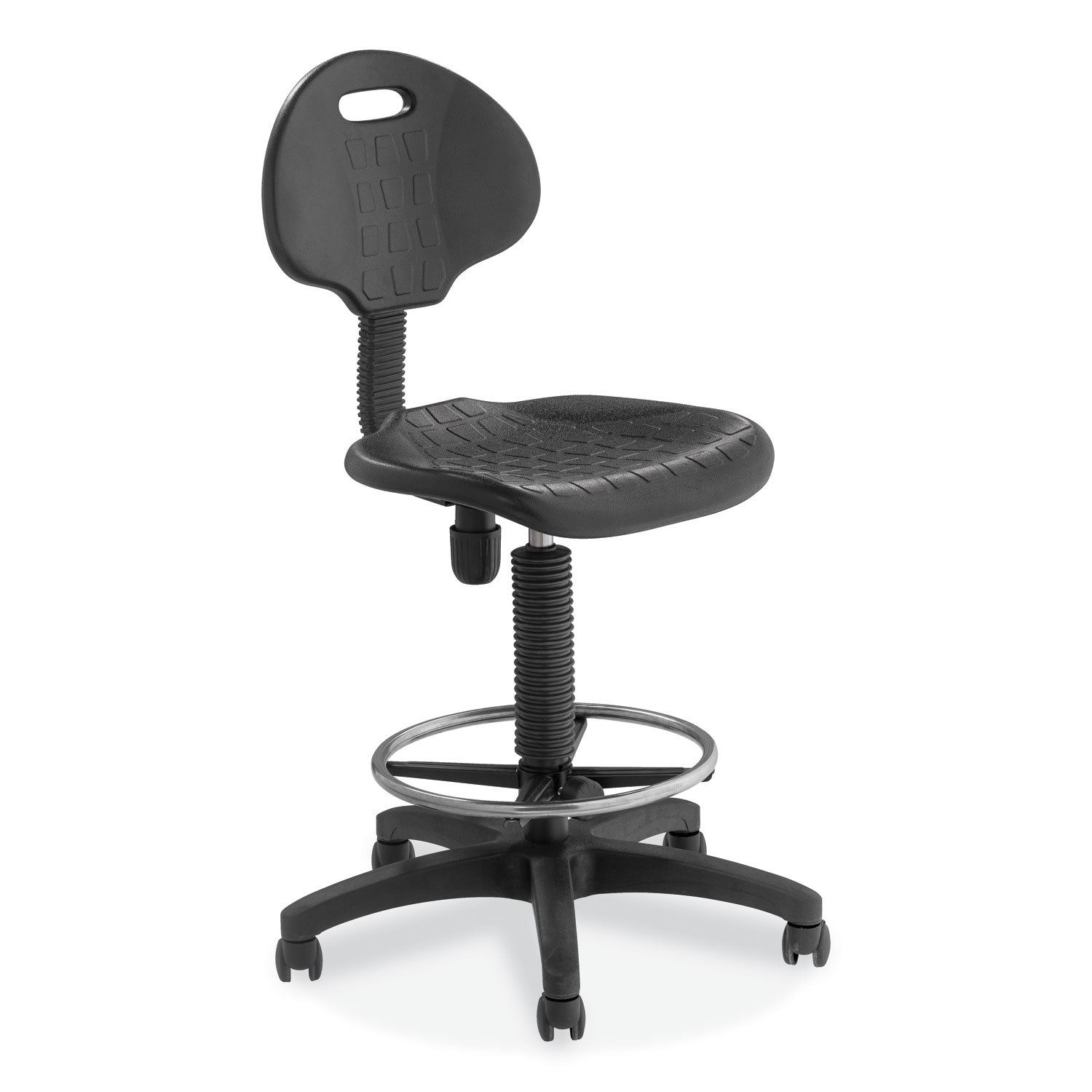 Adj Height Polyurethane Task Stool | 22"-32", Black