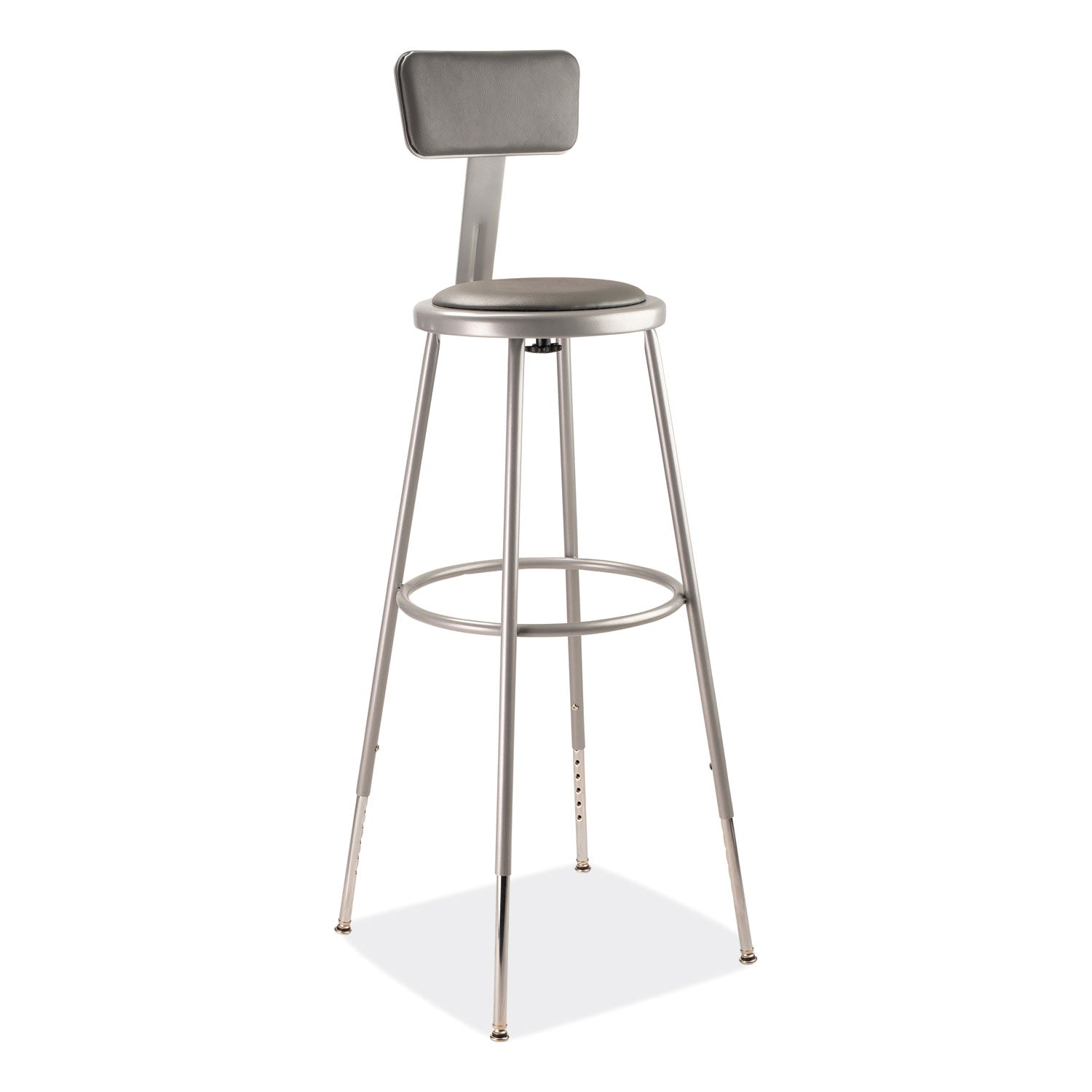 NPS® 6400 Series Height Adjustable Heavy Duty Padded Stool with Backrest, Supports 300 Up to lb, 32" to 39" Seat Height, Gray