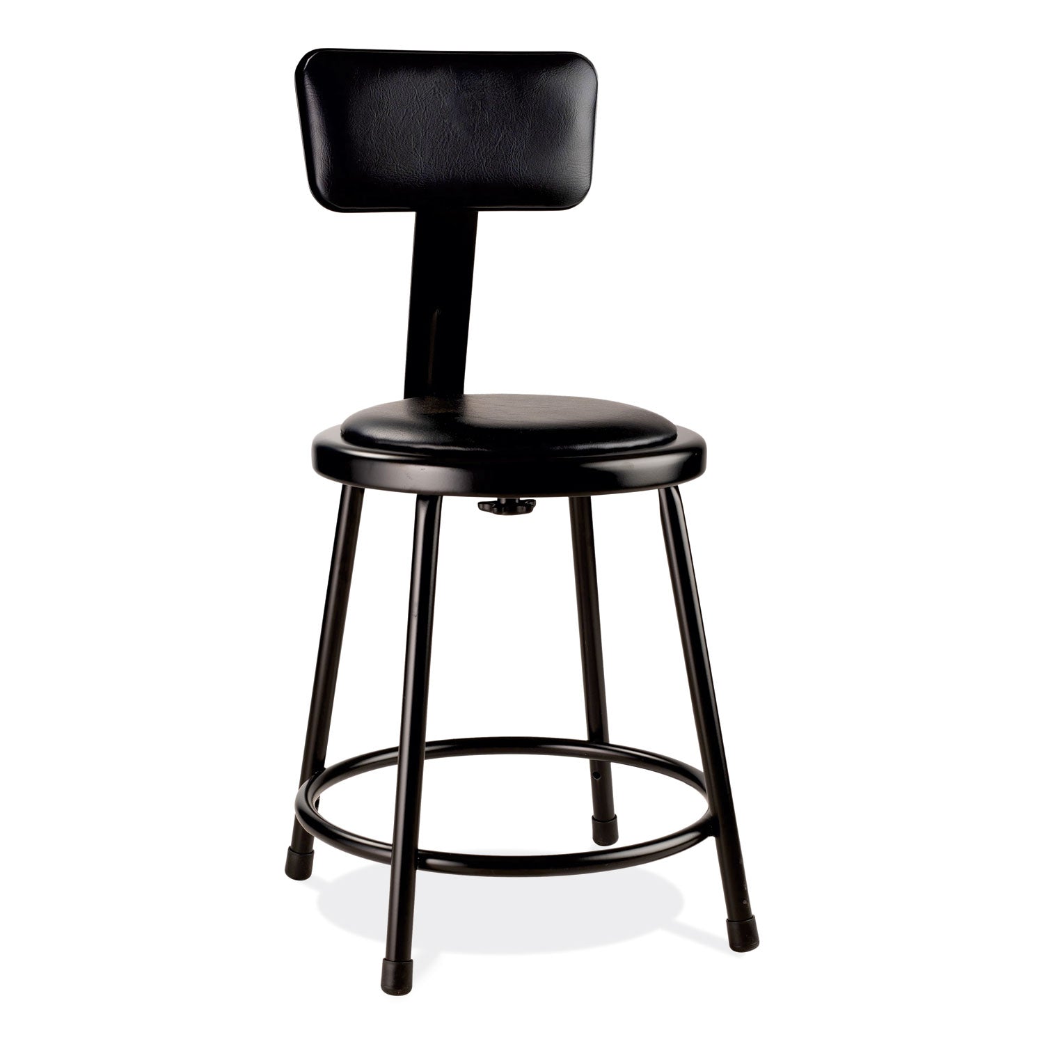 Heavy Duty Vinyl Padded Stool w/ Backrest | 18", Blk