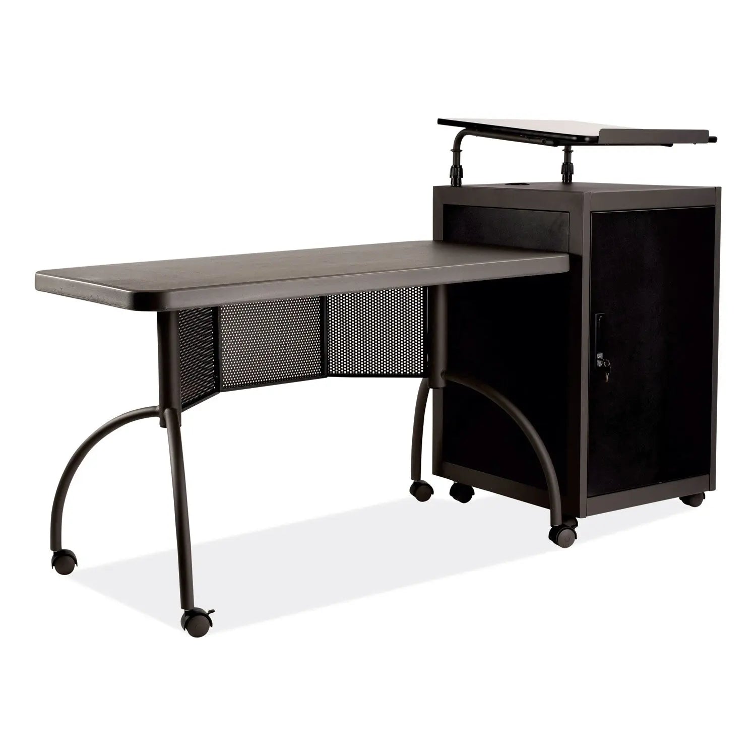 Oklahoma Sound® Teacher's WorkPod Desk and Lectern Kit, 68" x 24" x 41", Charcoal Gray