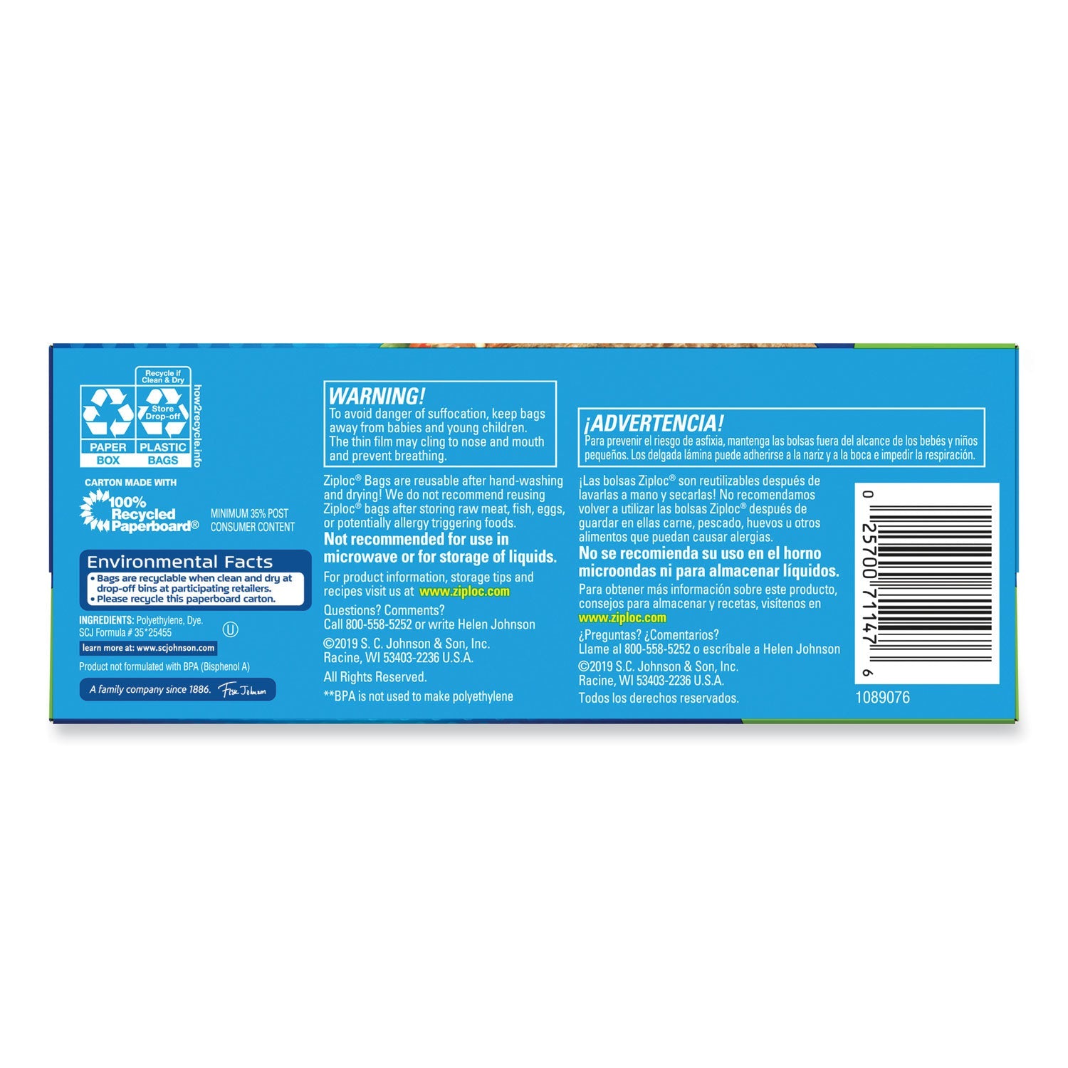 Ziploc® Resealable Sandwich Bags, 6.5" x 5.88", Clear, 90 Bags/Box, 12 Boxes/Carton - Bloom Skins