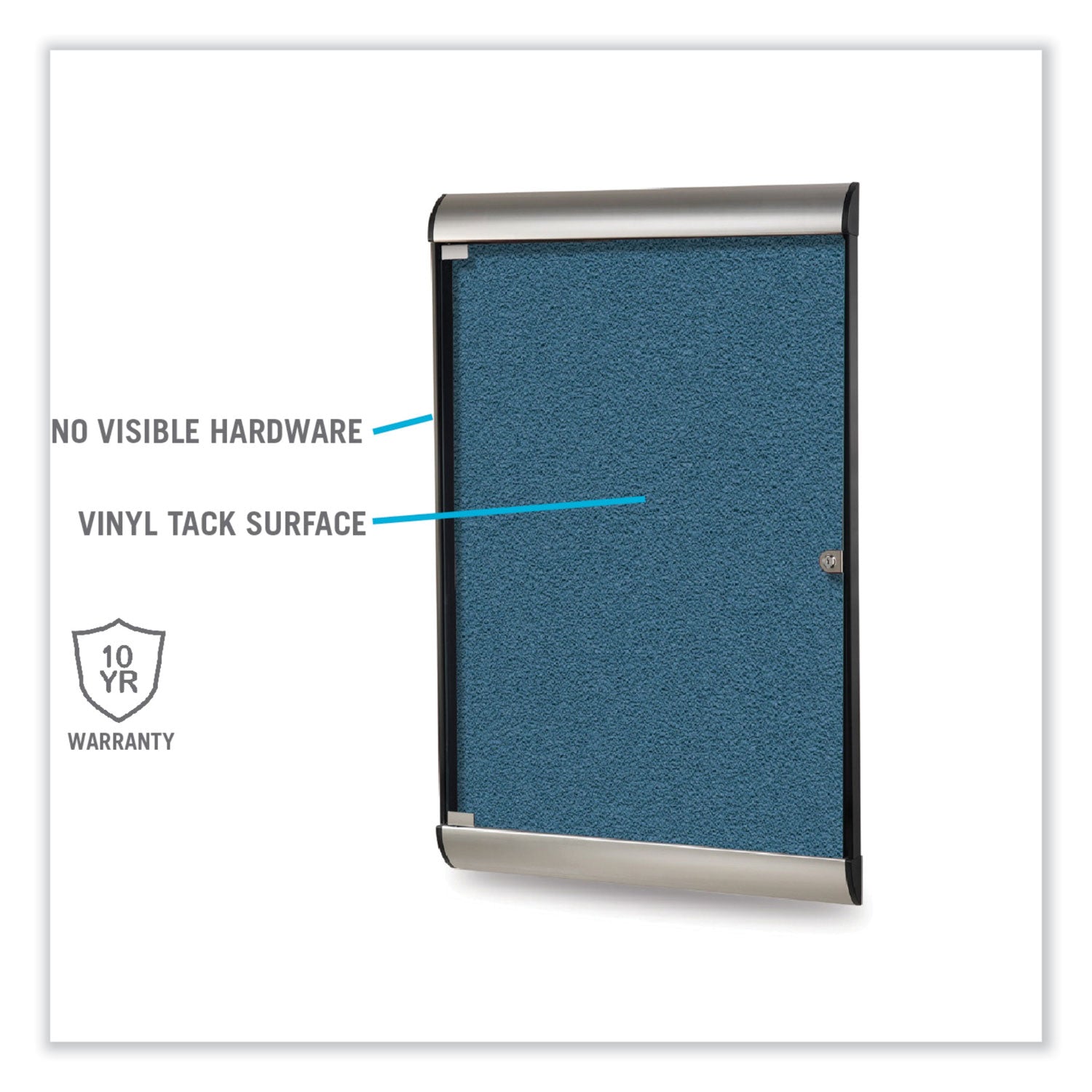 Ghent Silhouette 1 Door Enclosed Vinyl Bulletin Board, 27.75" x 42.13", Caramel Surface, Black/Satin Aluminum Frame - Bloom Skins