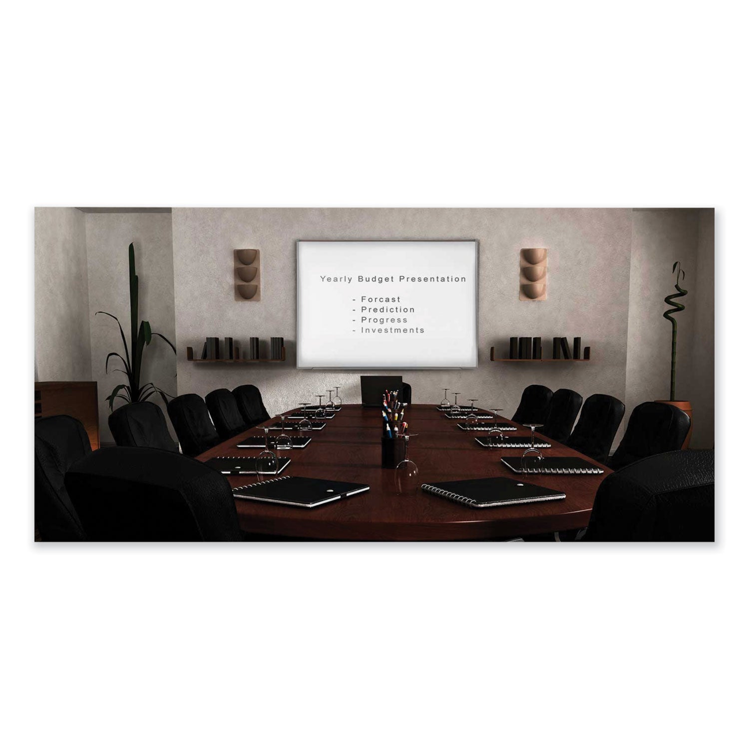 Ghent Proma Magnetic Porcelain Projection Whiteboard with Aluminum Frame, 72.5" x 48.5", White Surface, Satin Aluminum Frame - Bloom Skins