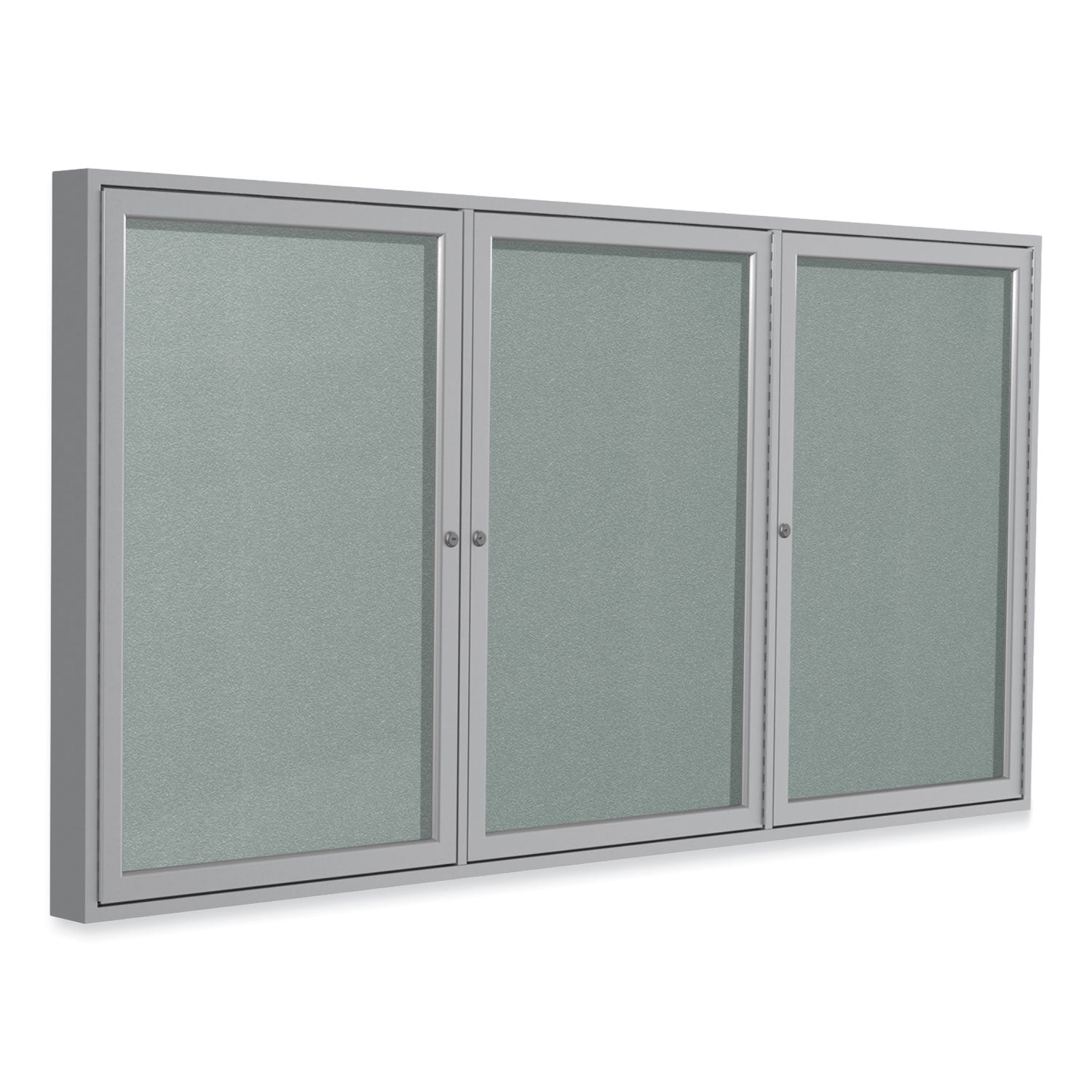 Ghent Enclosed Outdoor Bulletin Board, 72" x 36", Silver Surface, Satin Aluminum Frame - Bloom Skins