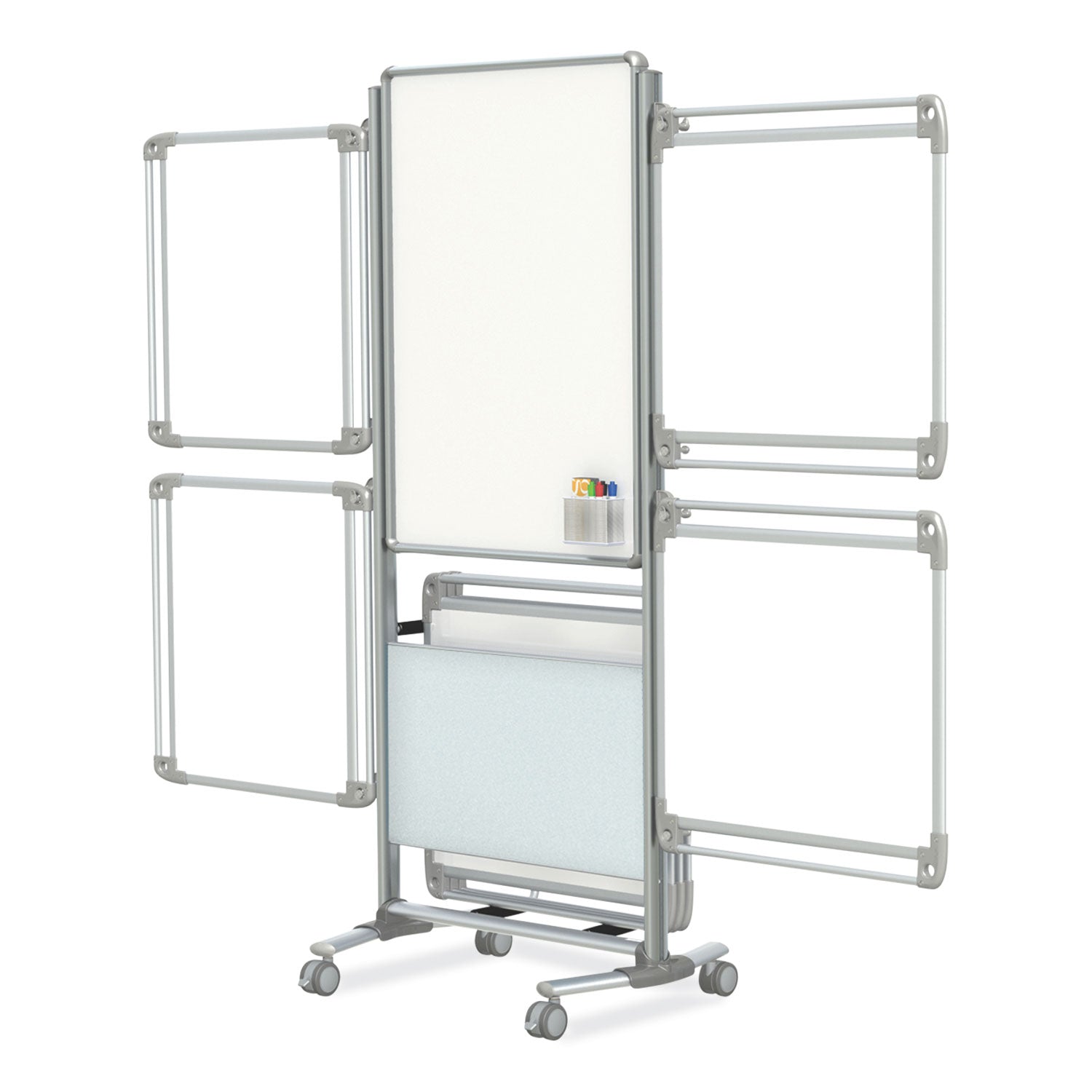 Ghent Nexus Easel Whiteboard, 32" x 76.13", White Surface, Satin Aluminum Frame