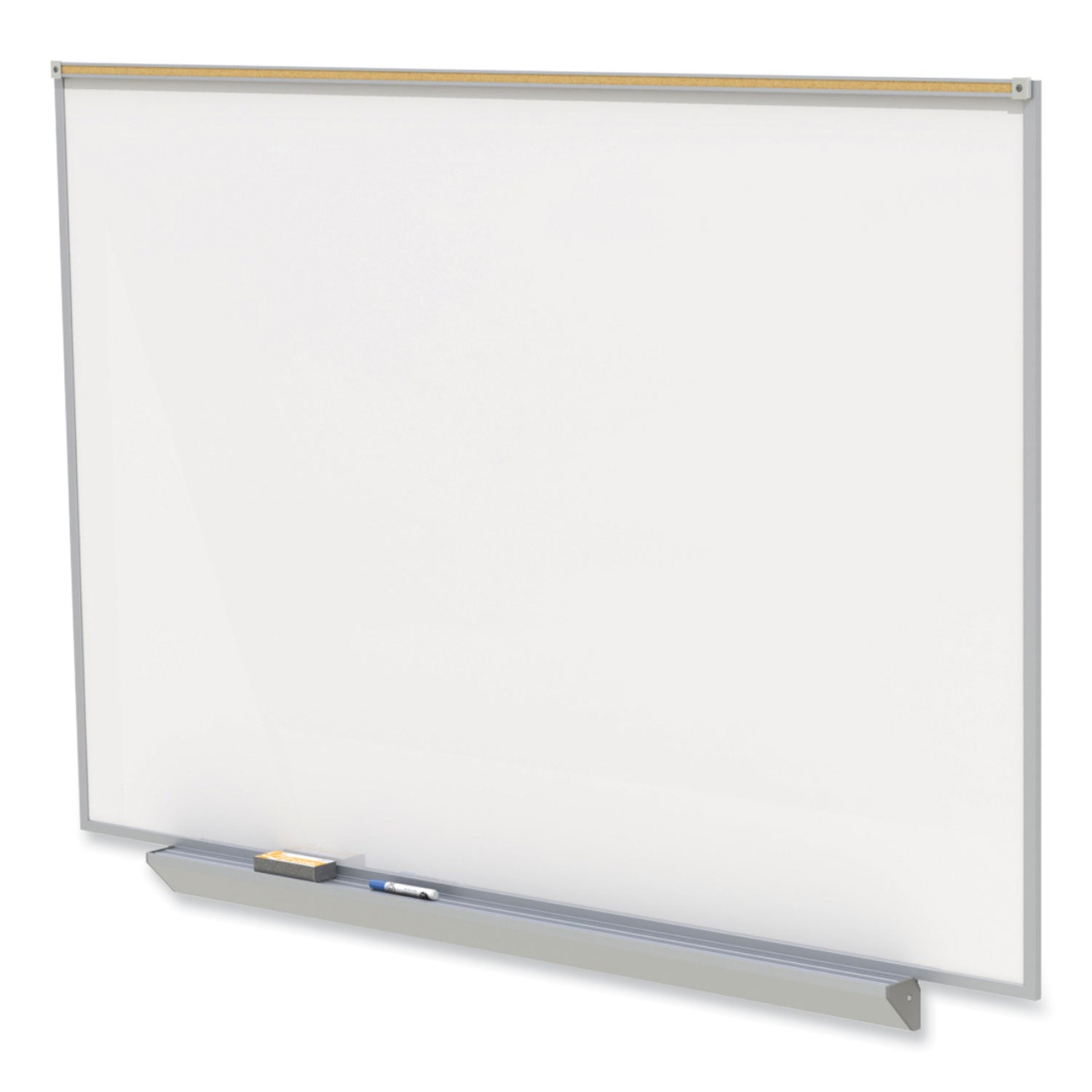 Ghent Proma Magnetic Porcelain Projection Whiteboard with Aluminum Frame, 96.5" x 48.5", White Surface, Satin Aluminum Frame