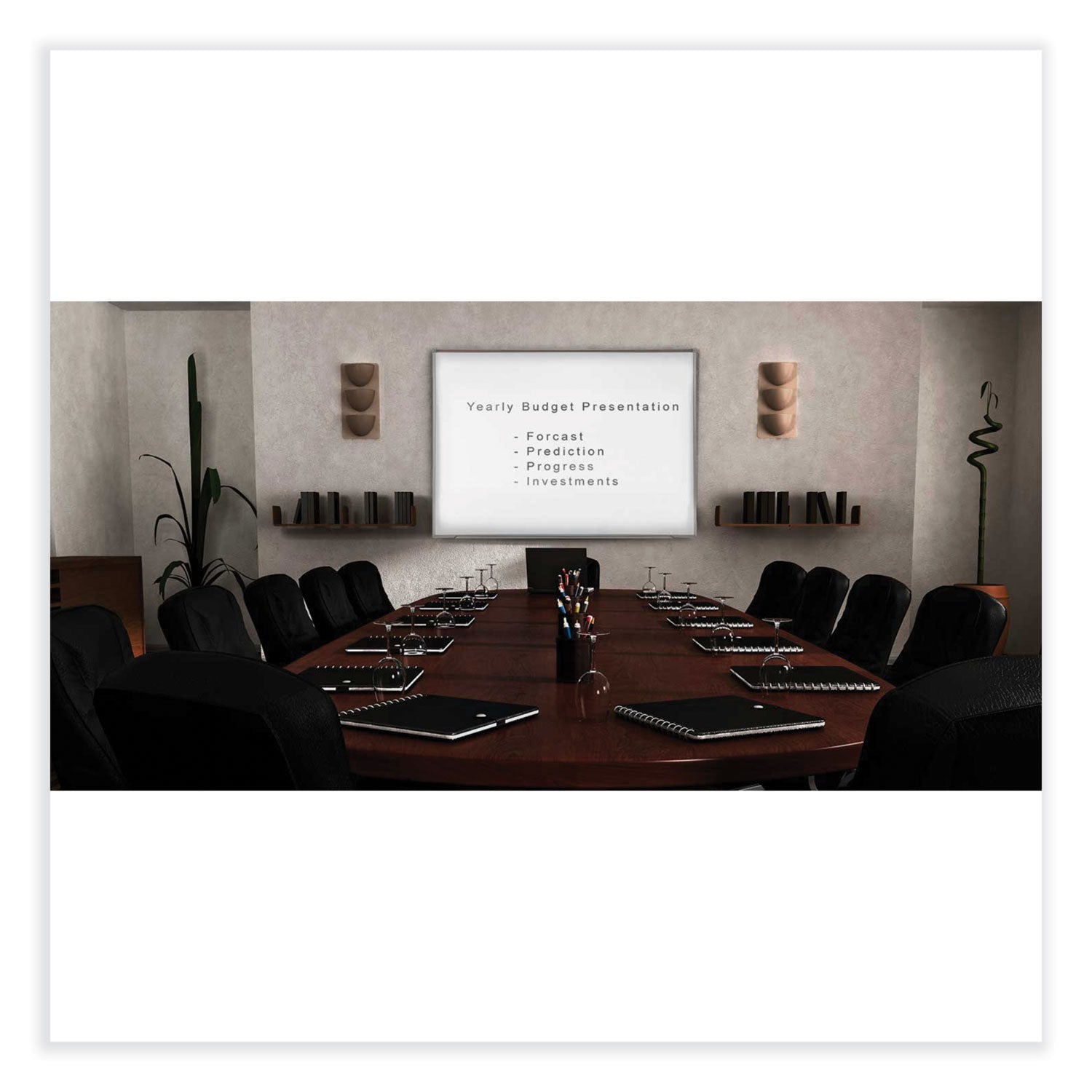 Ghent Proma Magnetic Porcelain Projection Whiteboard with Aluminum Frame, 48.5" x 36.5", White Surface, Satin Aluminum Frame - Bloom Skins