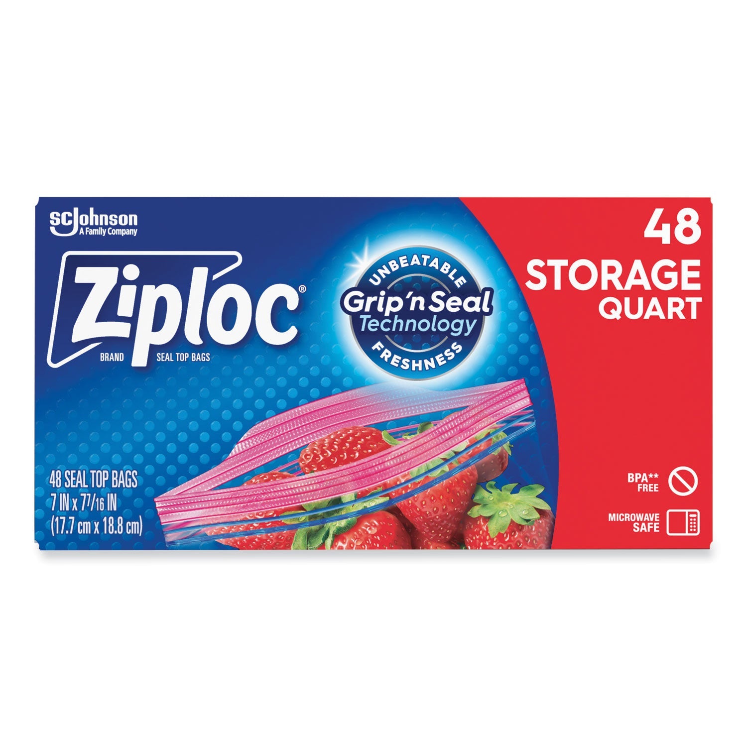 Double Zipper Storage Bags | Quart, 48/Box, Ziploc®