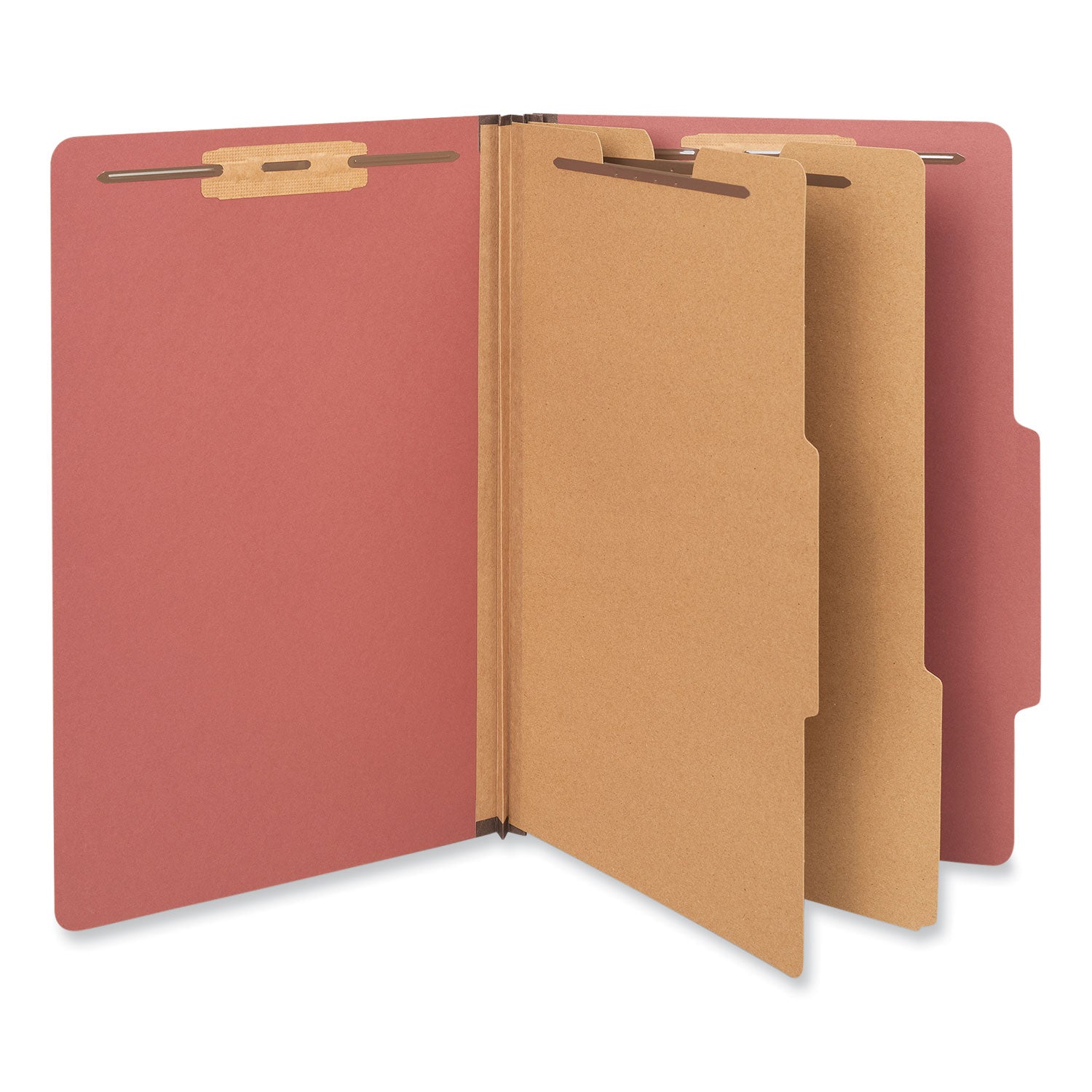 Universal® Six-Section Classification Folders, Heavy-Duty Pressboard Cover, 2 Dividers, 6 Fasteners, Legal Size, Brick Red, 20/Box - Bloom Skins