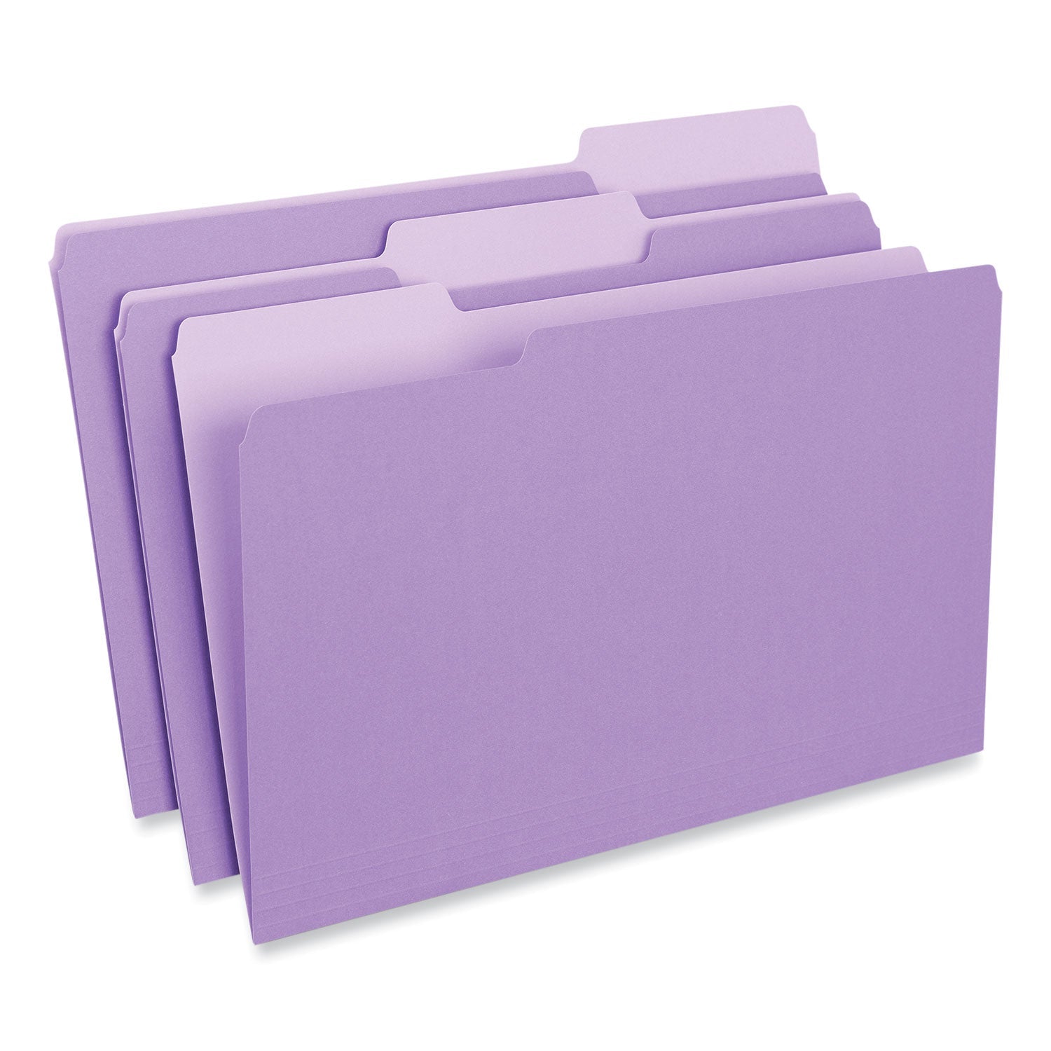 Universal® Interior File Folders, 1/3-Cut Tabs: Assorted, Legal Size, 11-pt Stock, Violet, 100/Box
