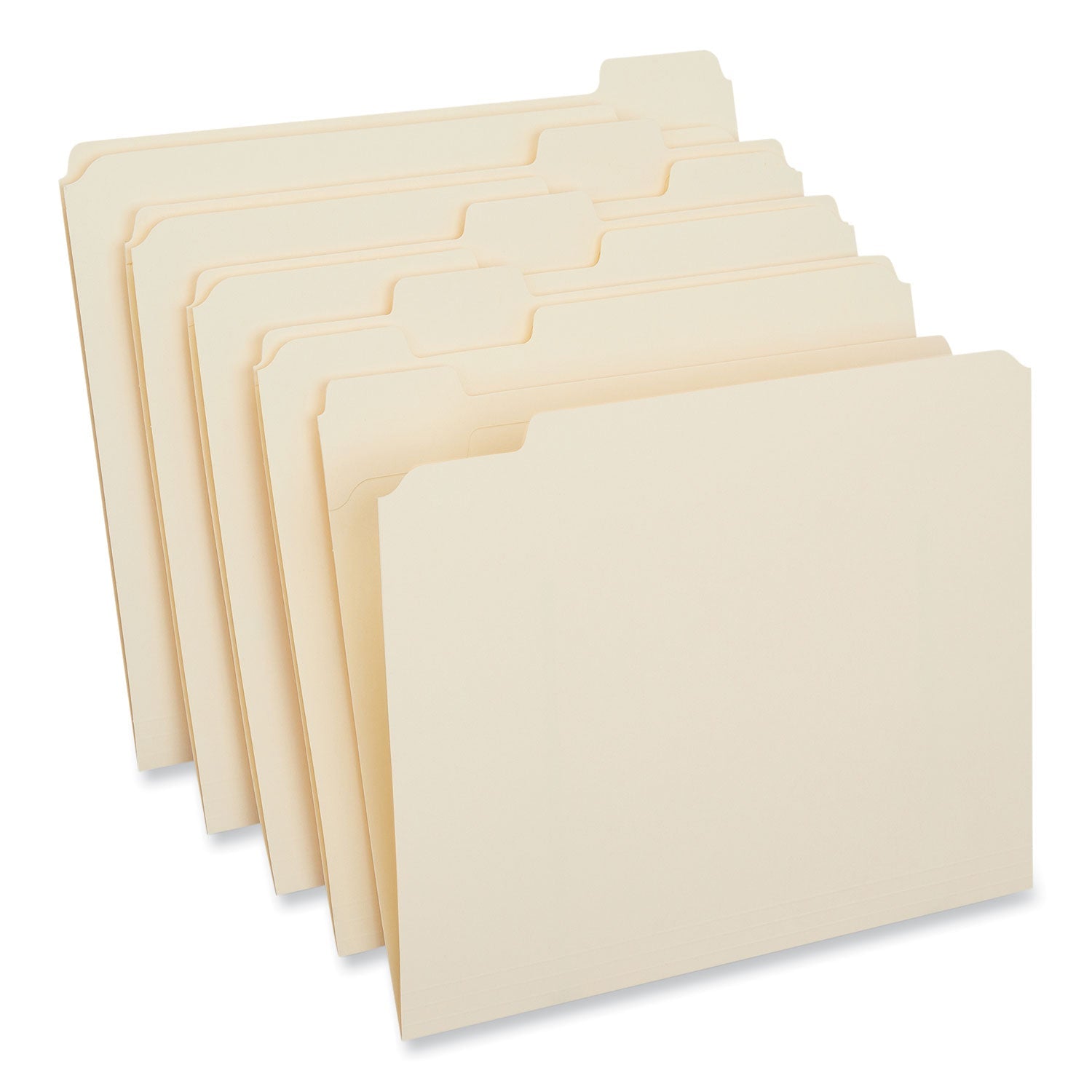 Universal® Double-Ply Top Tab Manila File Folders, 1/5-Cut Tabs: Assorted, Letter Size, 0.75" Expansion, Manila, 100/Box - Bloom Skins