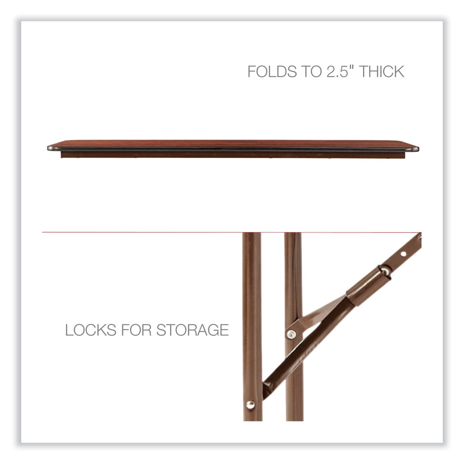 Alera® Wood Folding Table, Rectangular, 59.88w X 17.75d X 29.13h, Mahogany