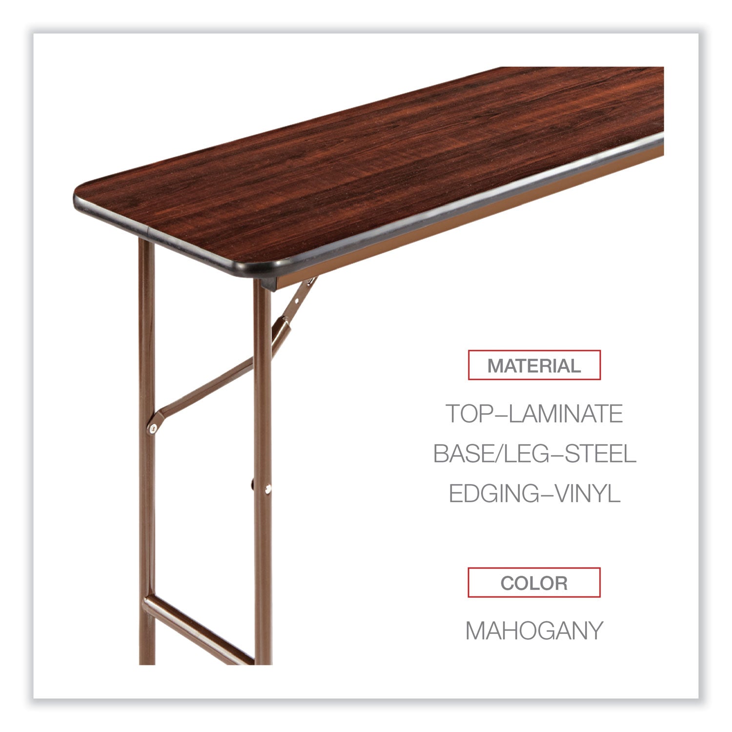 Alera® Wood Folding Table, Rectangular, 59.88w X 17.75d X 29.13h, Mahogany
