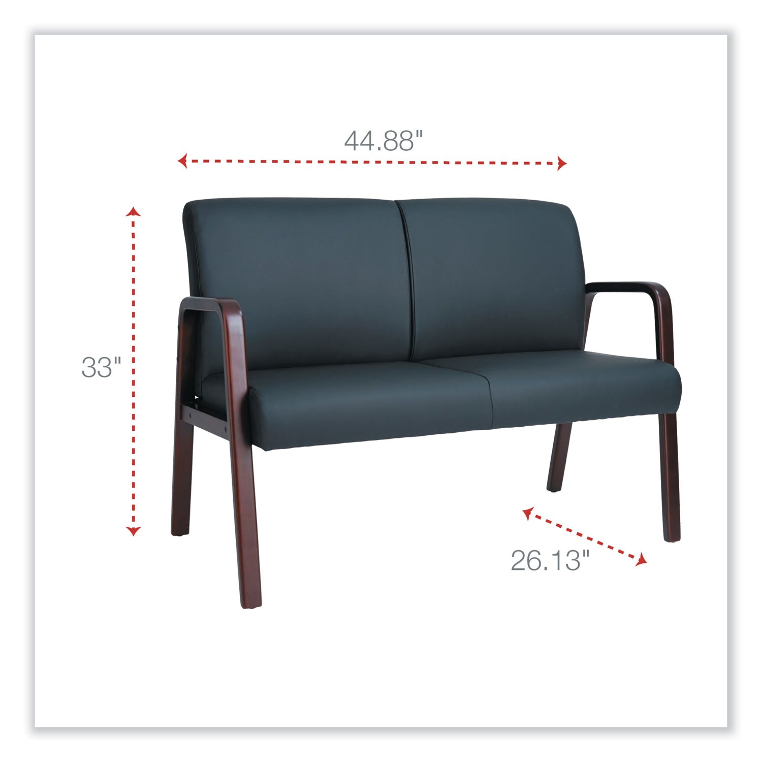 Alera® Alera Reception Lounge WL Series Loveseat, 44.88" x 26.13" x 33", Black