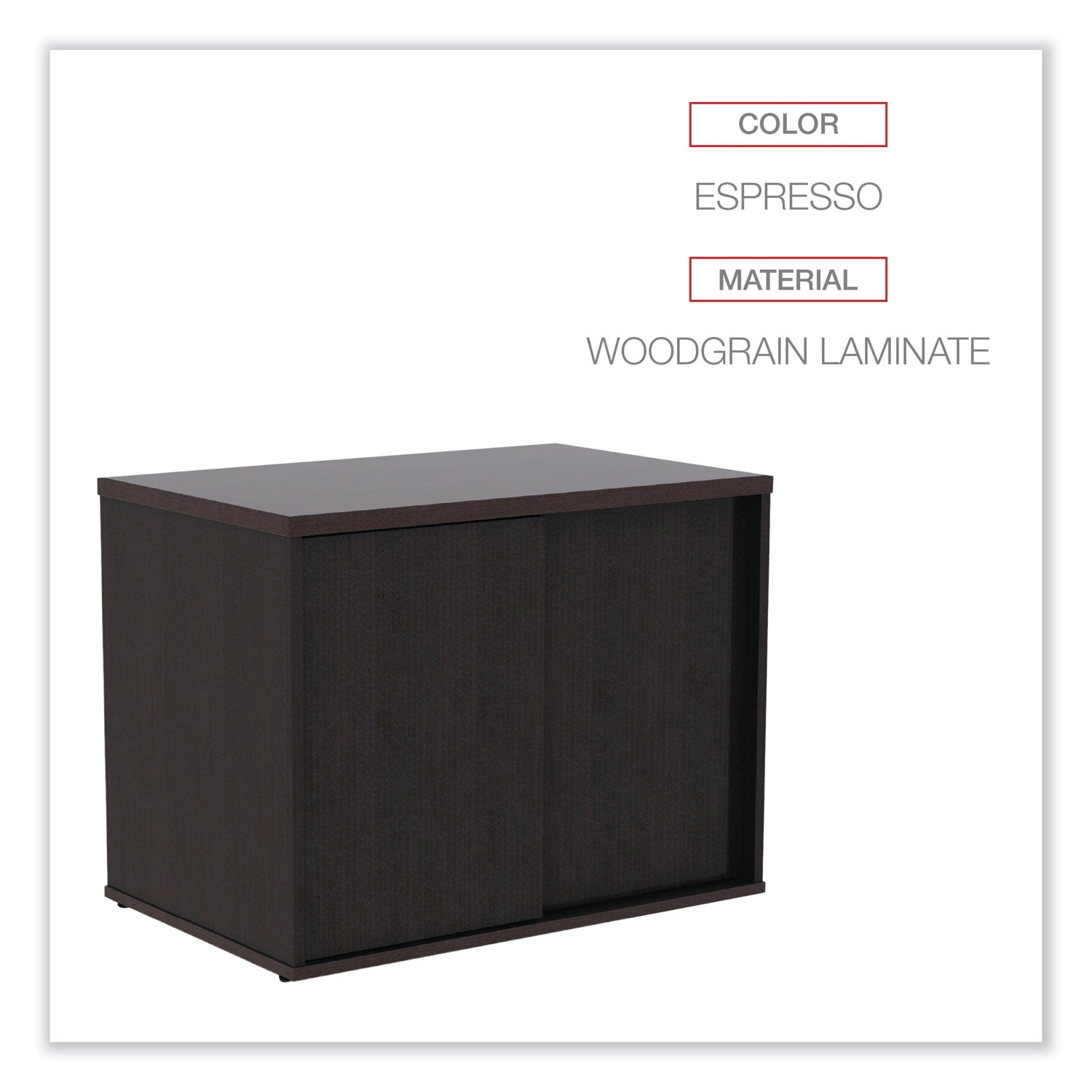 Alera® Alera Open Office Desk Series Low Storage Cabinet Credenza, Woodgrain Laminate, 29.5" x 19.13" x 22.78", Espresso