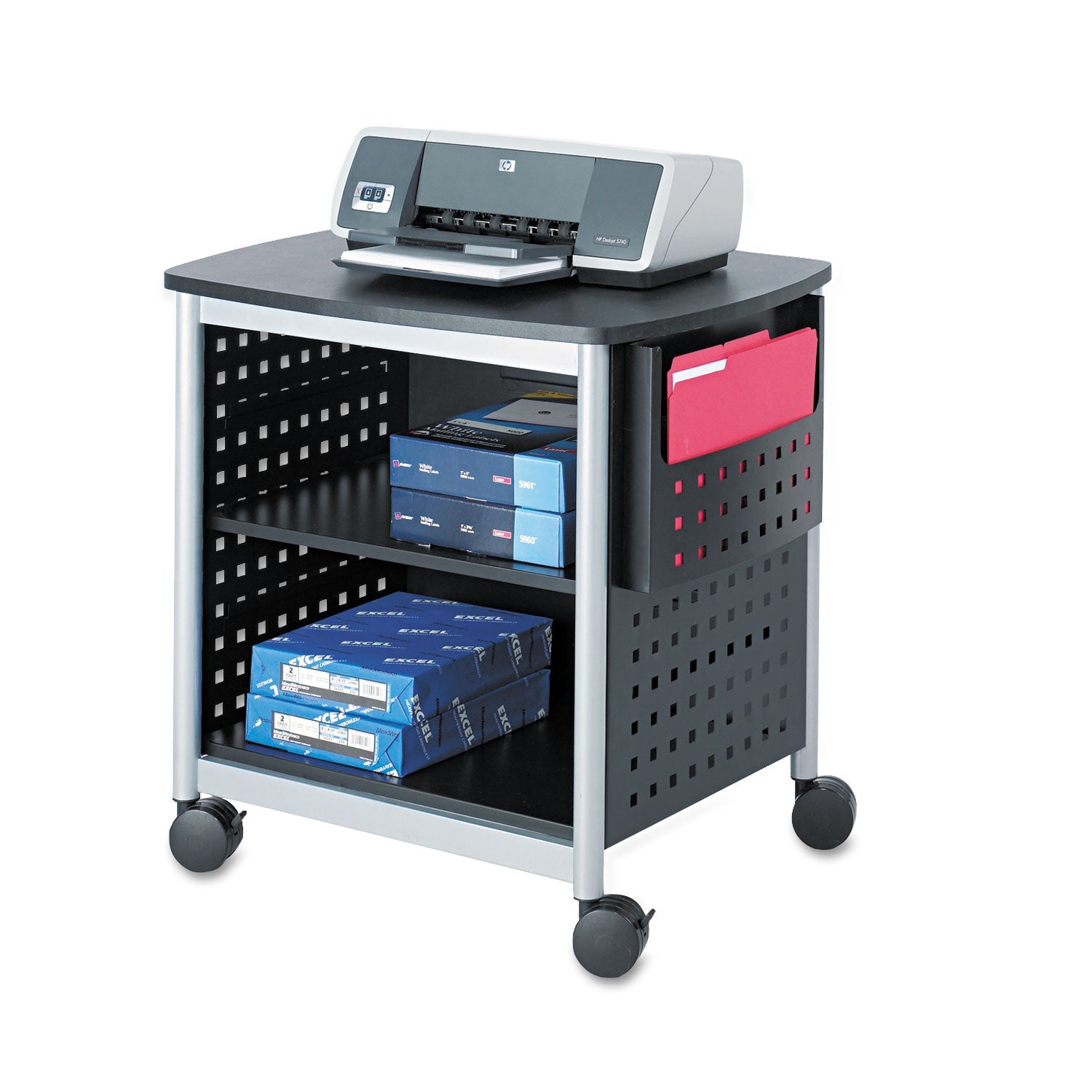 Deskside Printer Stand | 3 Shelves, Gray
